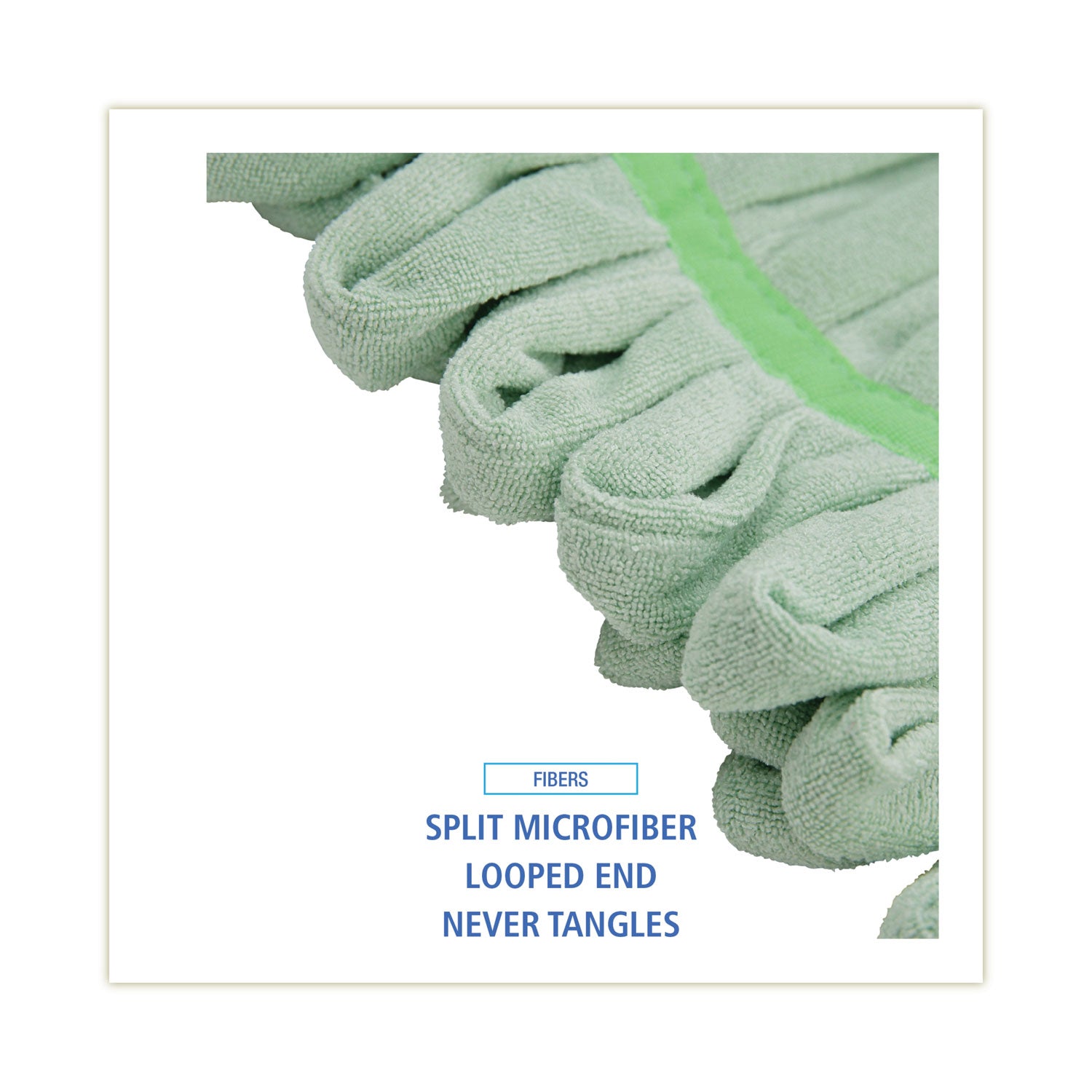 Microfiber Looped-End Wet Mop Heads, Medium, Green, 12/Carton - 