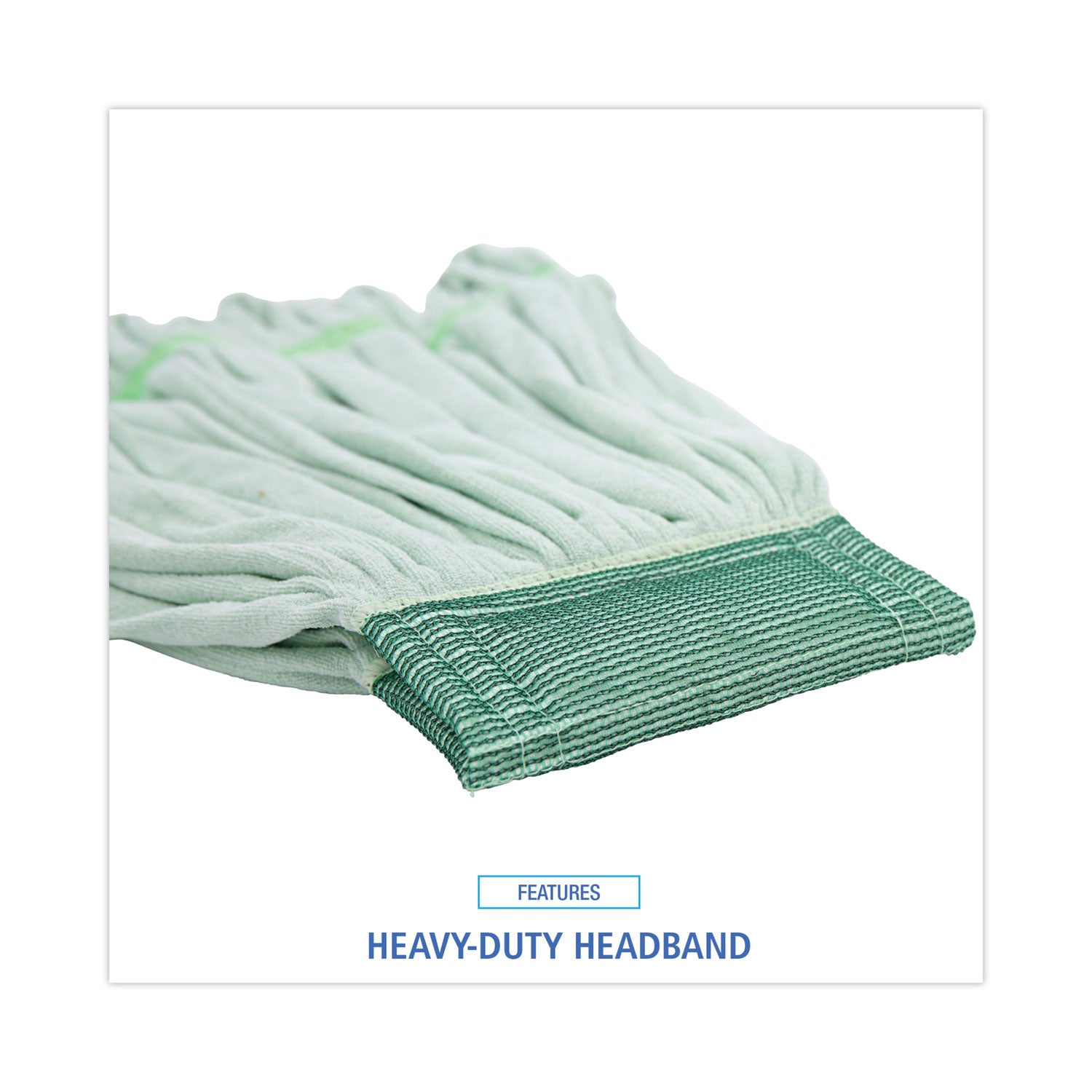 Microfiber Looped-End Wet Mop Heads, Medium, Green, 12/Carton - 