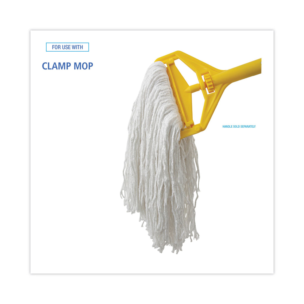 Banded Rayon Cut-End Mop Heads, #24, White, 1.25" Headband, 12/Carton