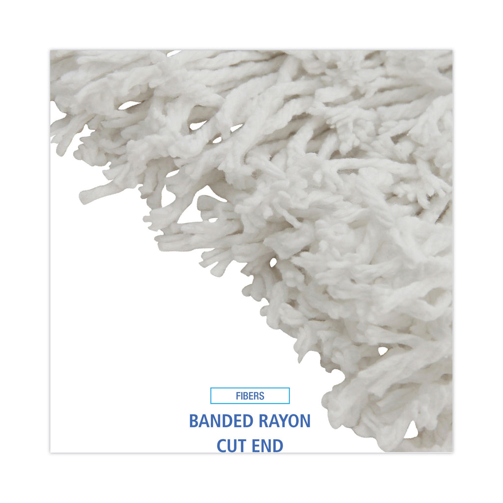 Banded Rayon Cut-End Mop Heads, #24, White, 1.25" Headband, 12/Carton