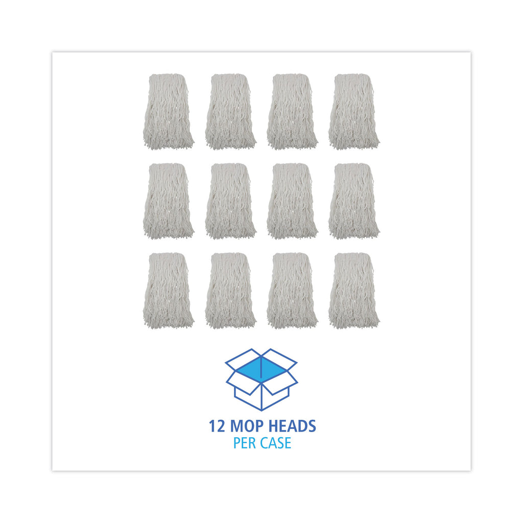 Banded Rayon Cut-End Mop Heads, #24, White, 1.25" Headband, 12/Carton