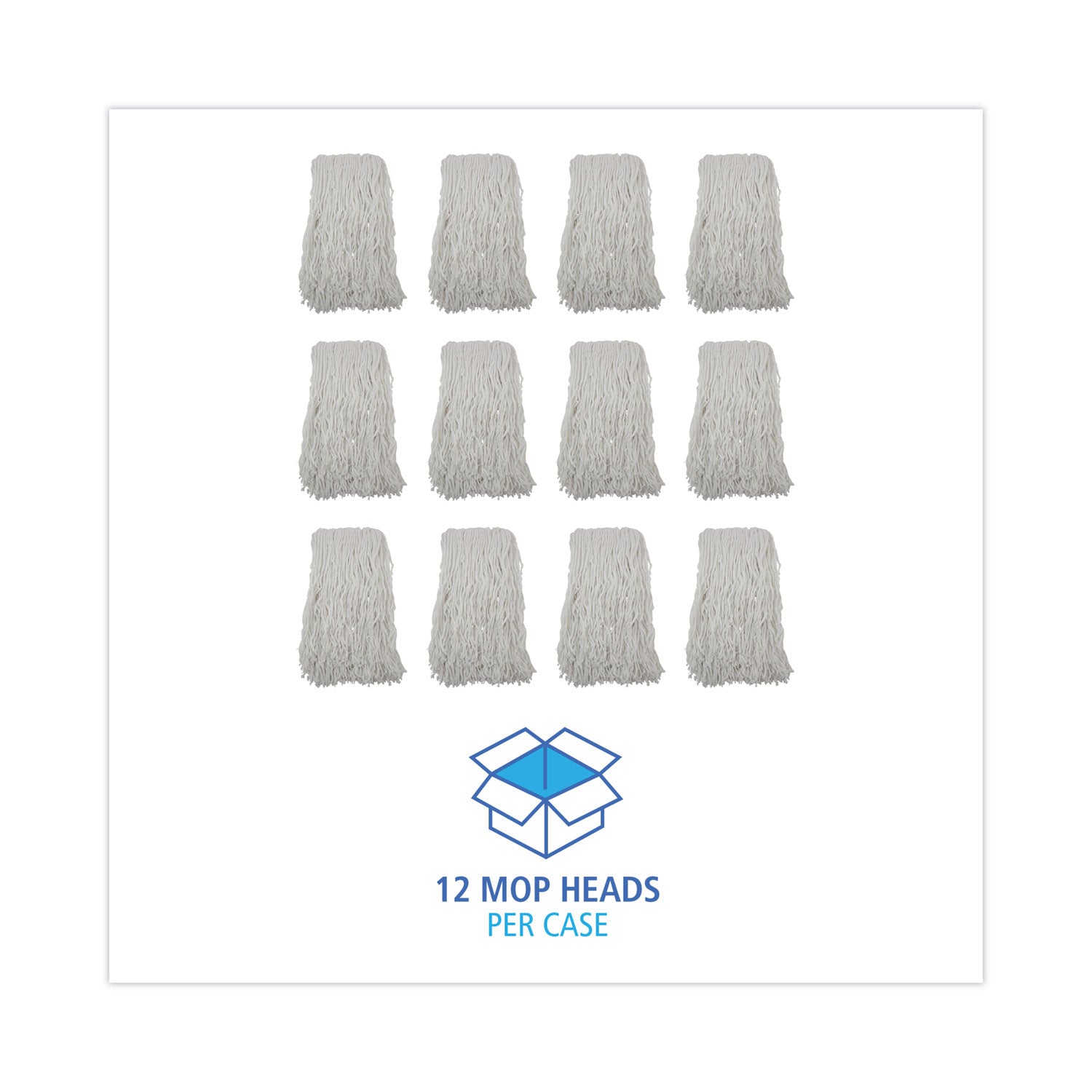 Banded Rayon Cut-End Mop Heads, #24, White, 1.25" Headband, 12/Carton