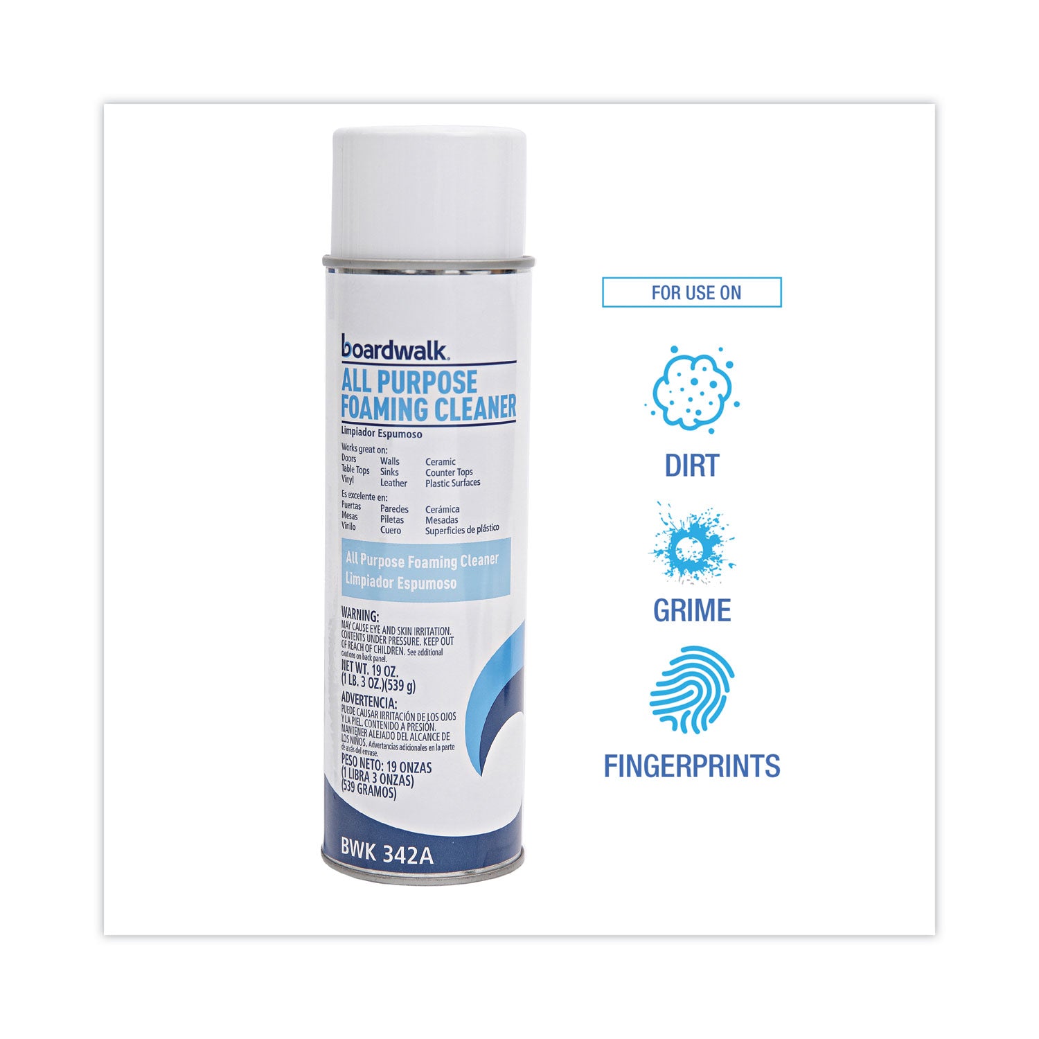 All-Purpose Foaming Cleaner w/Ammonia, 19 oz Aerosol Spray, 12/Carton