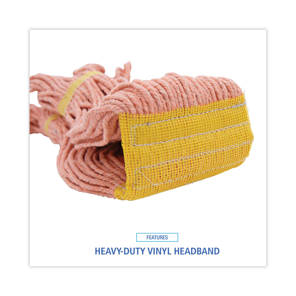 Super Loop Wet Mop Head, Cotton/Synthetic Fiber, 5" Headband, Small Size, Orange, 12/Carton