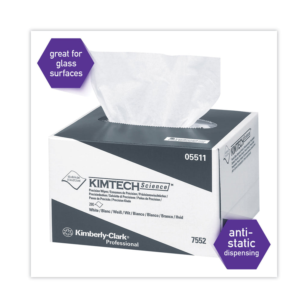 Precision Wipers, POP-UP Box, 1-Ply, 4.4 x 8.4, Unscented, White, 280/Box, 60 Boxes/Carton - 