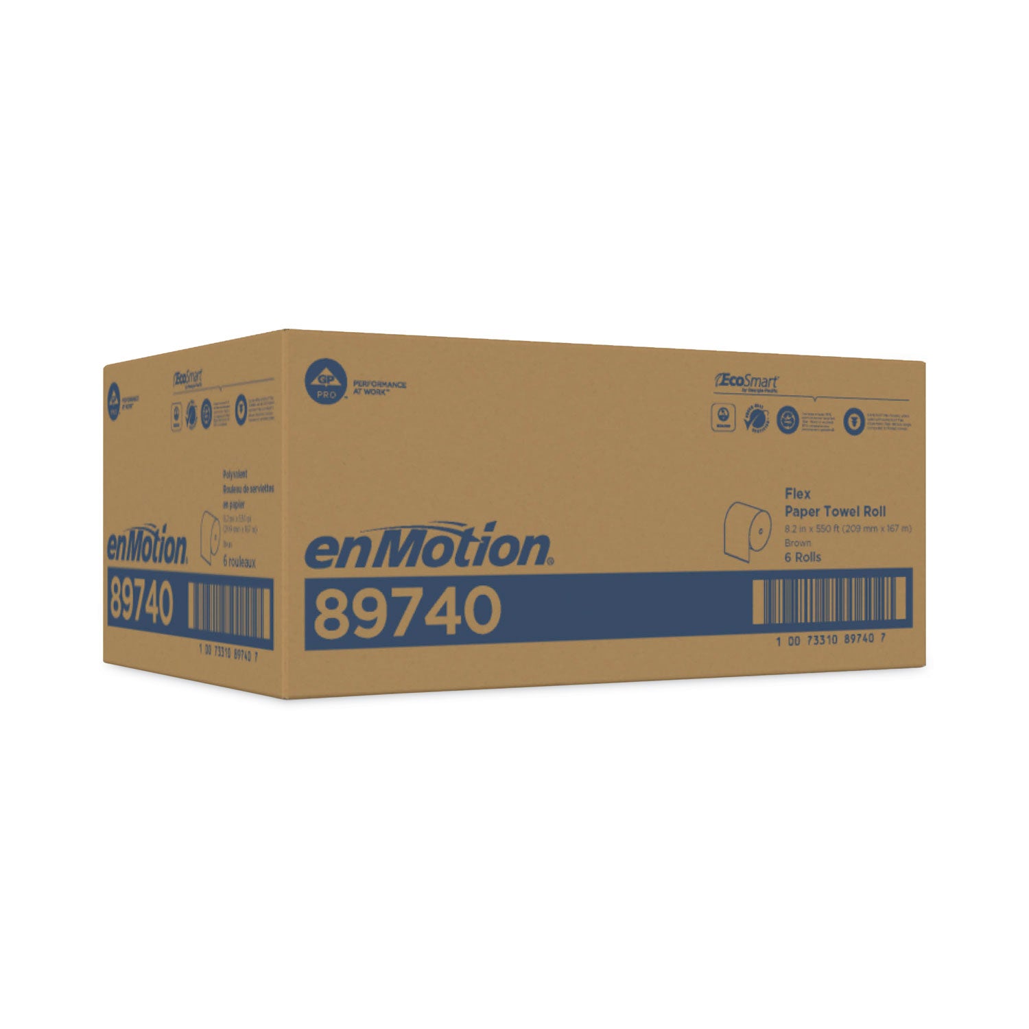 enMotion Flex Recycled Paper Towel Rolls - 550 Sheets/Roll - Brown - For Hand - 6 Rolls Per Case - 6 / Carton