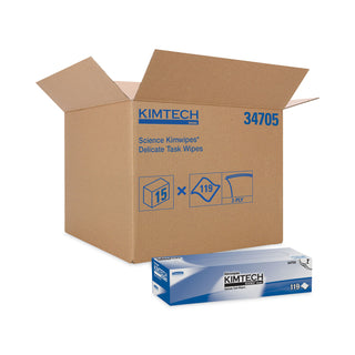 Kimwipes Delicate Task Wipers, 2-Ply, 11.8 x 11.8, Unscented, White, 120/Box, 15 Boxes/Carton - 