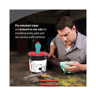 Power Clean ProScrub Pre-Saturated Wipes, Cloth, 9.5 x 12, Citrus Scent, Green, 75/Bucket