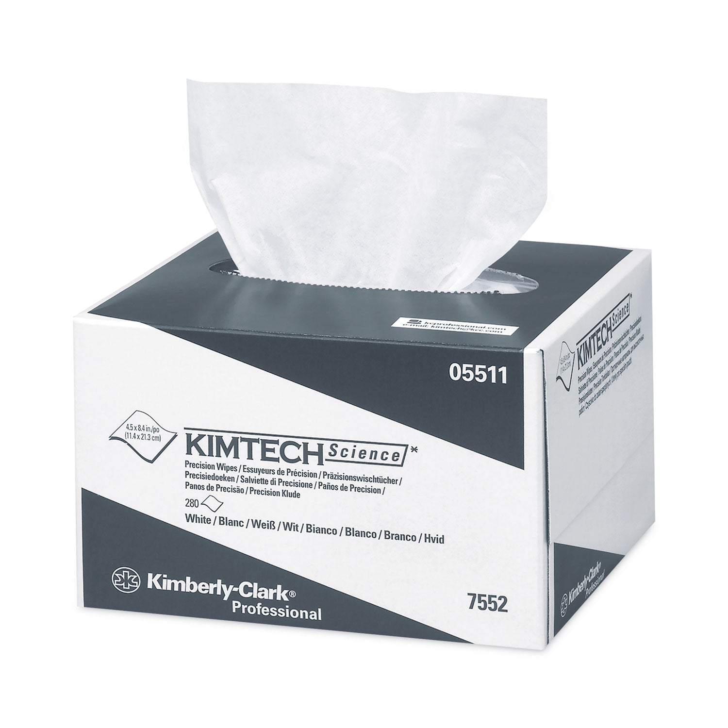 Precision Wipers, POP-UP Box, 1-Ply, 4.4 x 8.4, Unscented, White, 280/Box, 60 Boxes/Carton - 