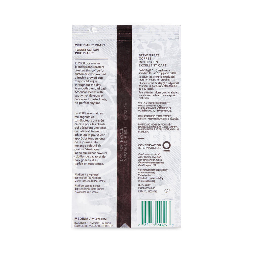 Coffee, Pike Place, 2.7 oz Packet, 72/Carton