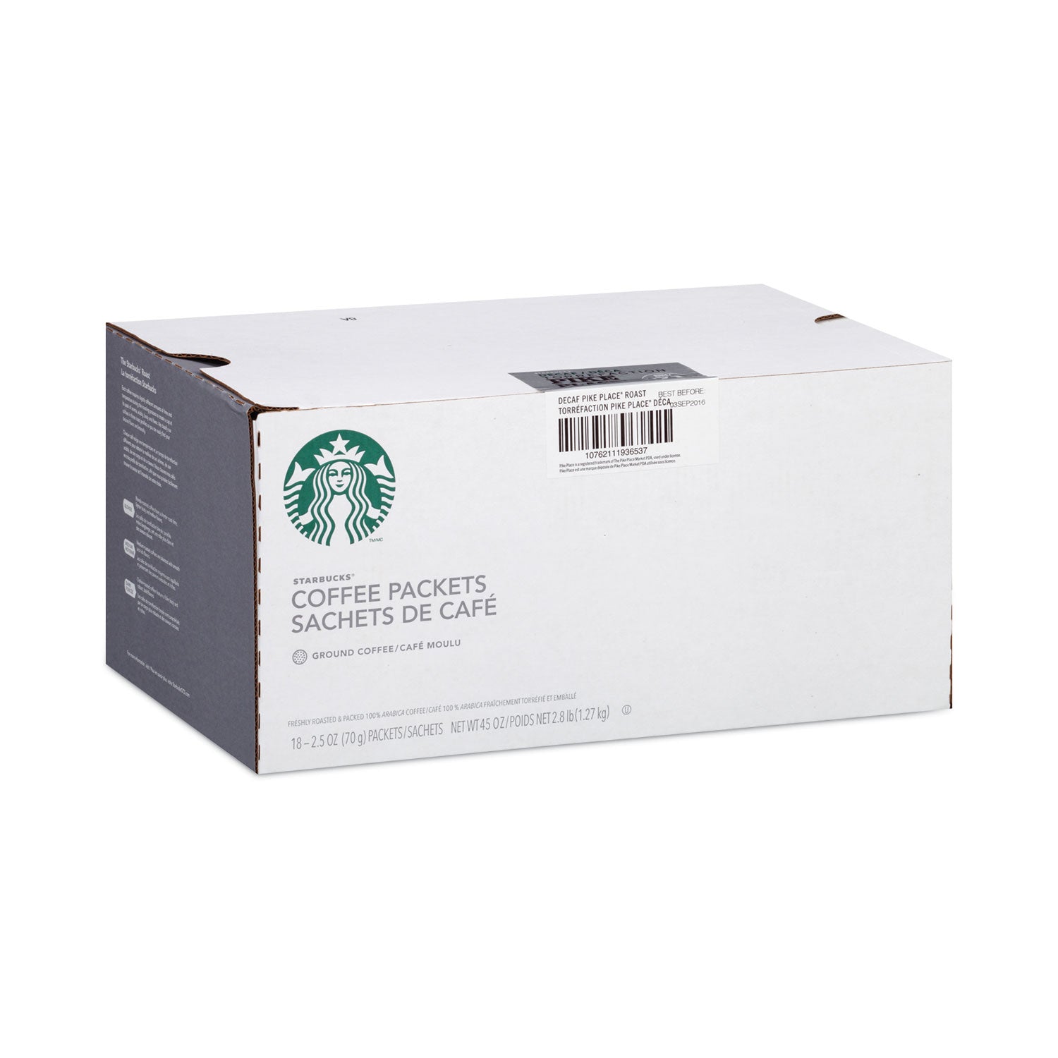 Coffee, Pike Place Decaf, 2.7 oz Packet, 72/Carton