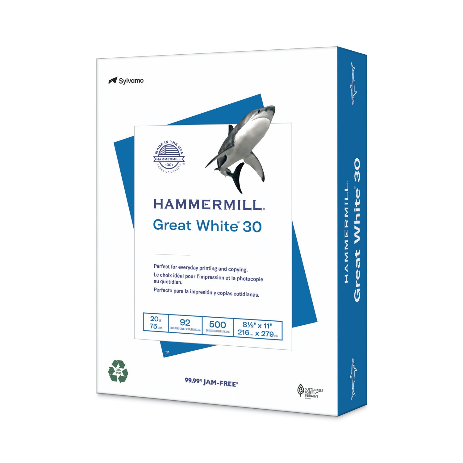 great-white-30-recycled-print-paper-92-bright-20-lb-bond-weight-85-x-11-white-500-ream_ham86700rm - 1