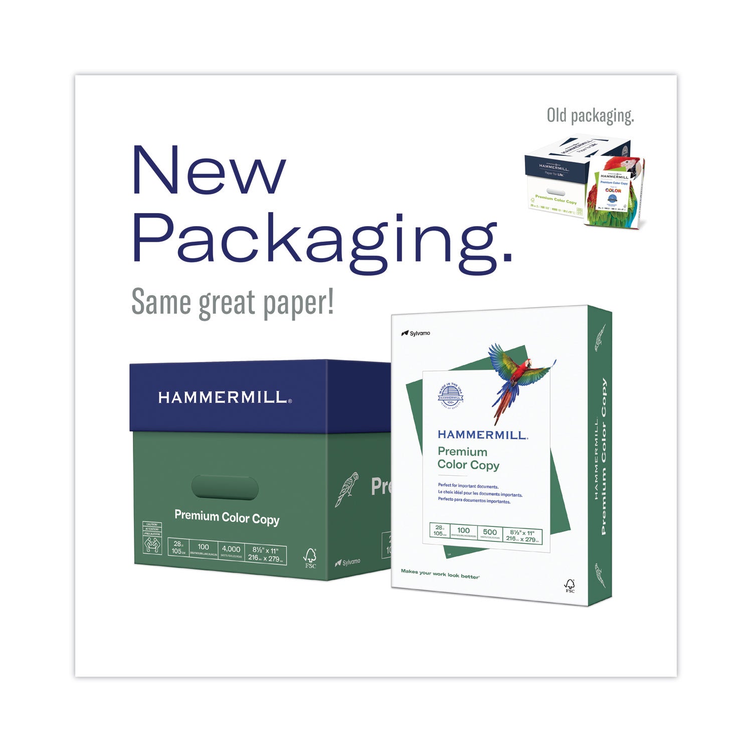 Premium Color Copy Print Paper, 100 Bright, 28 lb Bond Weight, 12 x 18, Photo White, 500/Ream