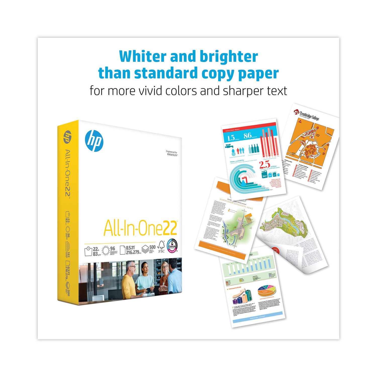 All-In-One22 Paper, 96 Bright, 22 lb Bond Weight, 8.5 x 11, White, 500/Ream - 