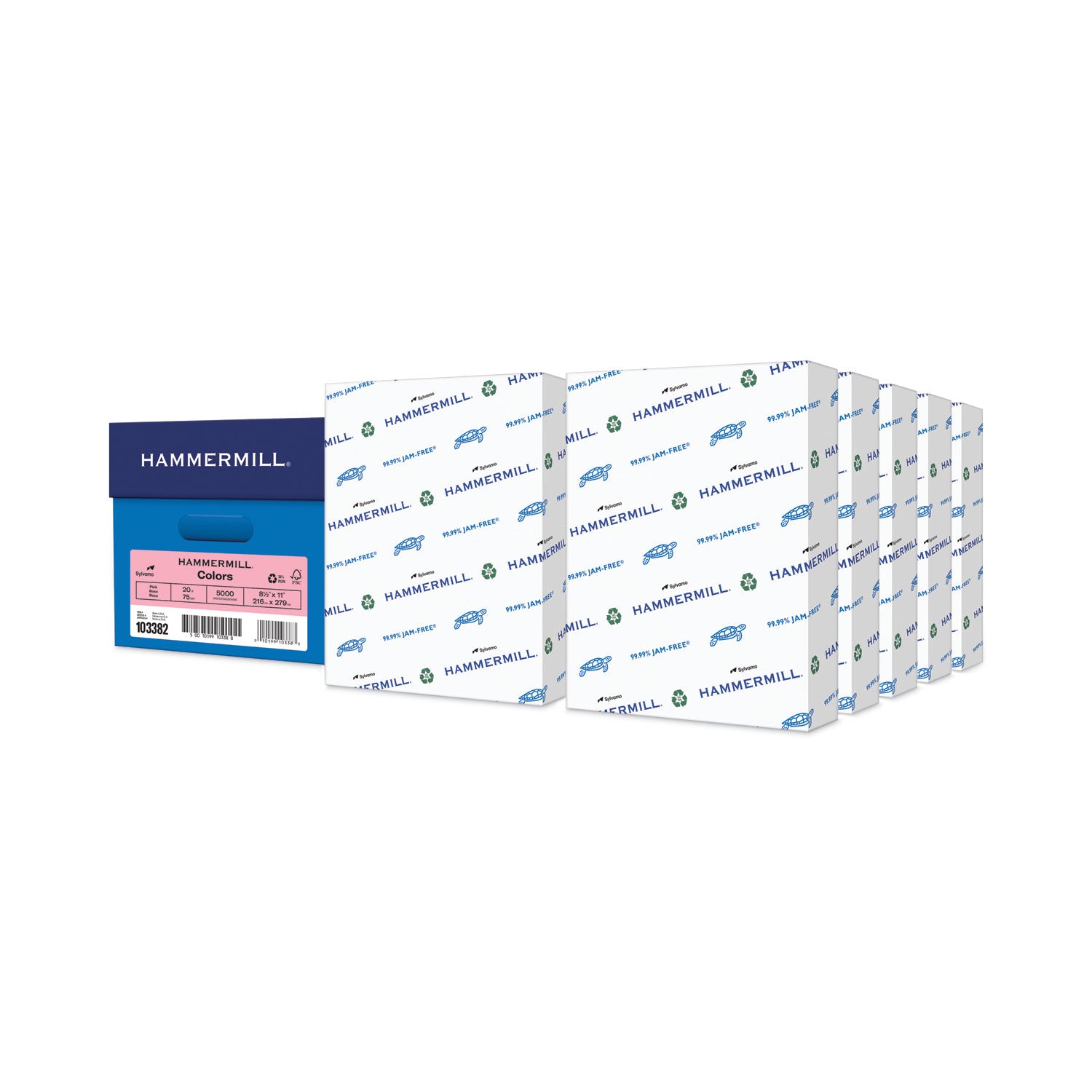 Colors Print Paper, 20 lb Bond Weight, 8.5 x 11, Pink, 500/Ream