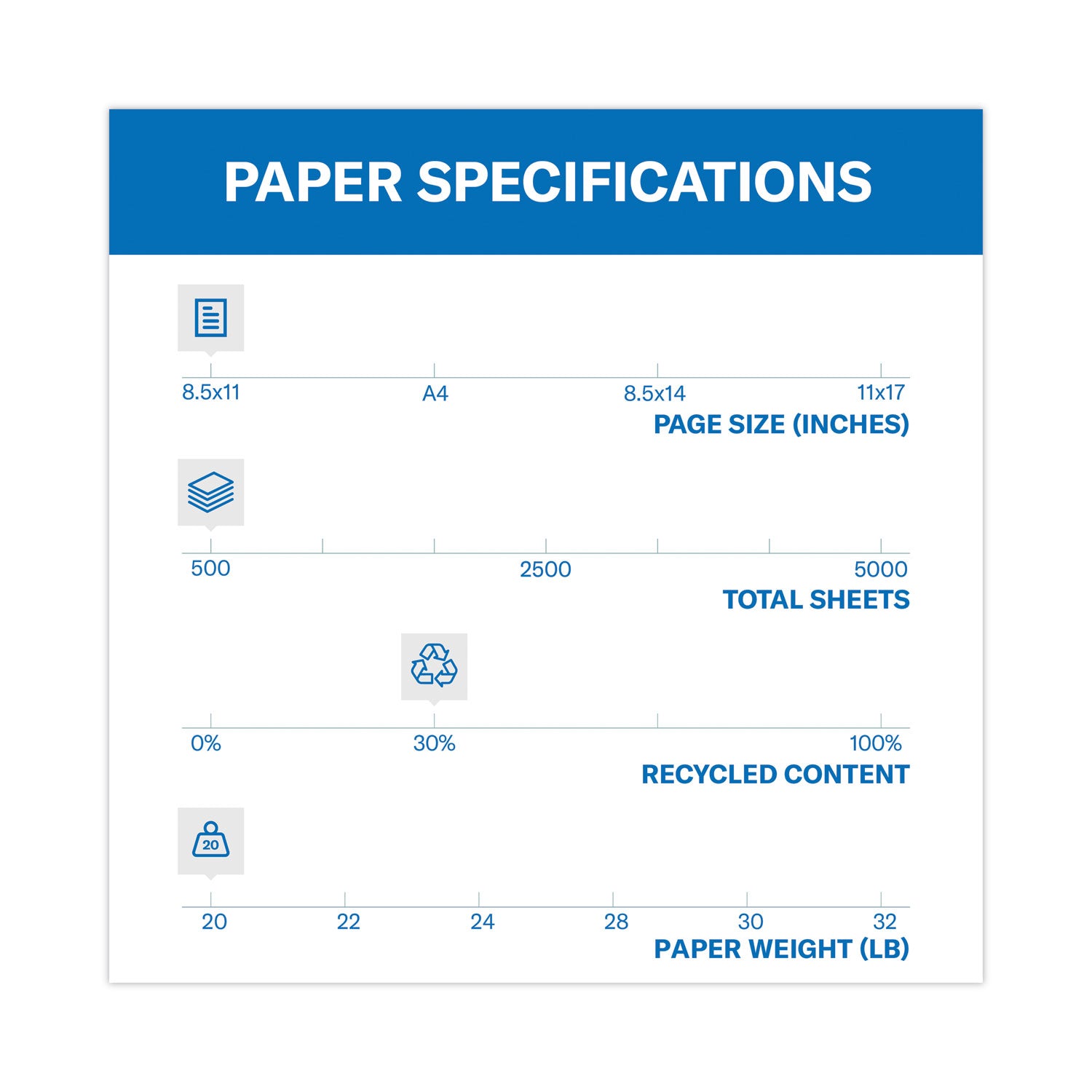 Colors Print Paper, 20 lb Bond Weight, 8.5 x 11, Blue, 500 Sheets/Ream, 10 Reams/Carton