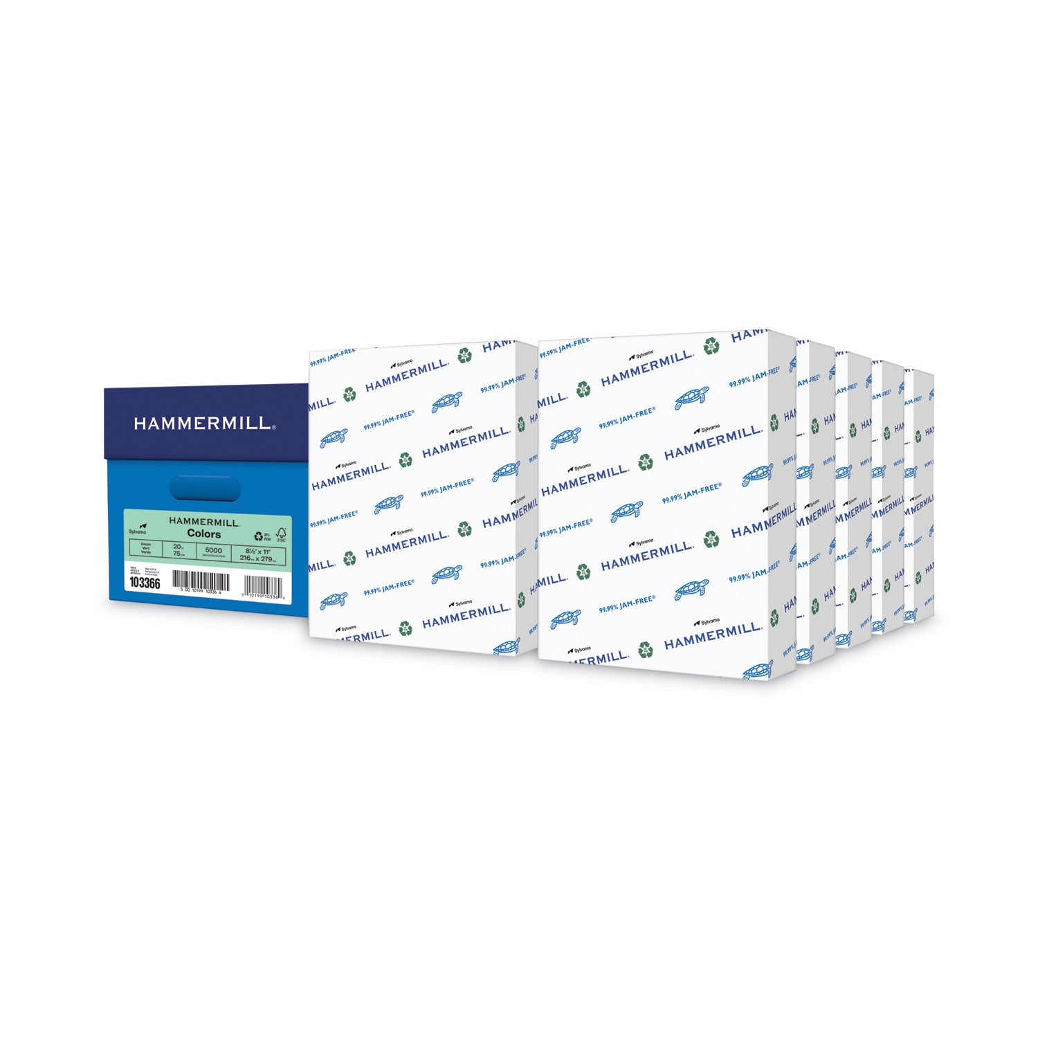 Colors Print Paper, 20 lb Bond Weight, 8.5 x 11, Green, 500/Ream