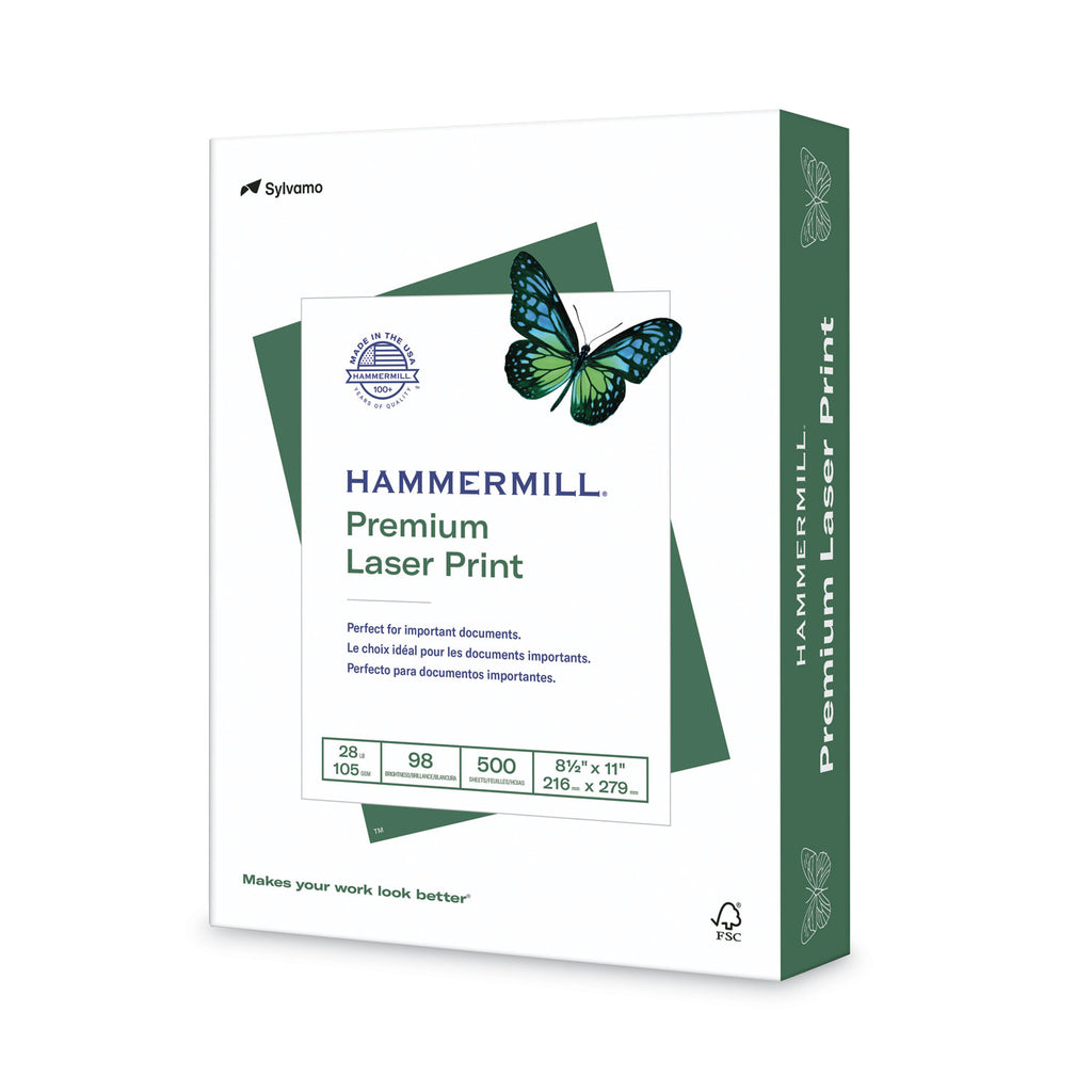 Premium Laser Print Paper, 98 Bright, 28 lb Bond Weight, 8.5 x 11, White, 500/Ream, 8 Reams/Carton, 32 Cartons/Pallet