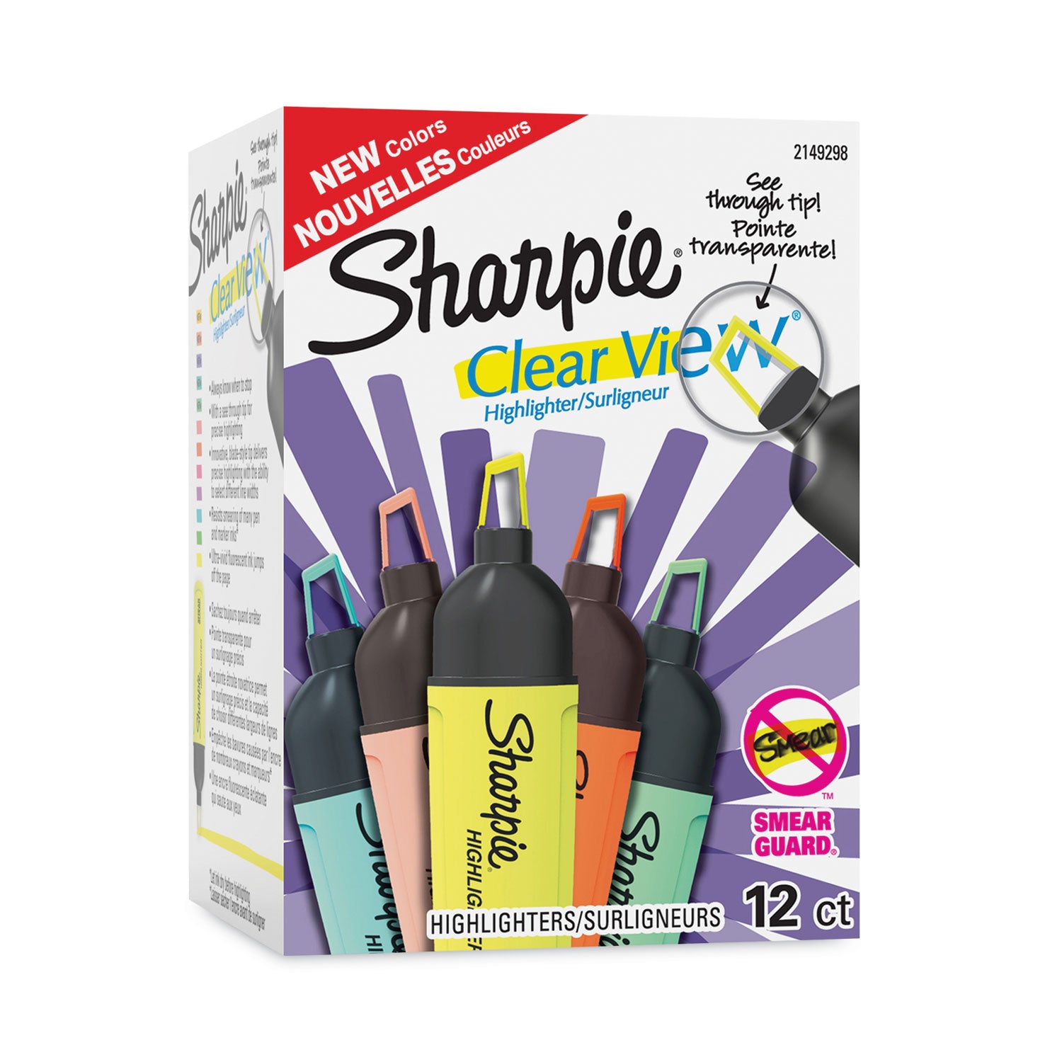 clearview-tank-style-highlighter-assorted-ink-colors-chisel-tip-assorted-barrel-colors-12-pack_san2149298 - 1