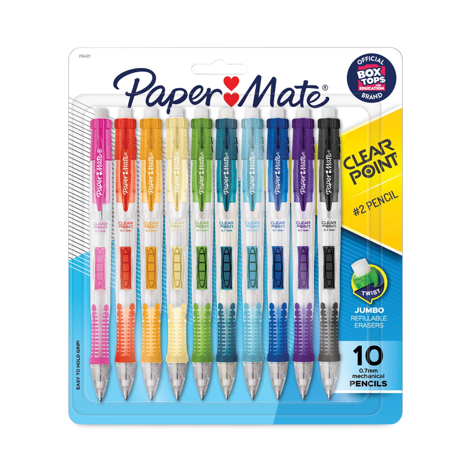 Clear Point Mechanical Pencil, 0.7 mm, HB (#2), Black Lead, Assorted Barrel Colors, 10/Pack
