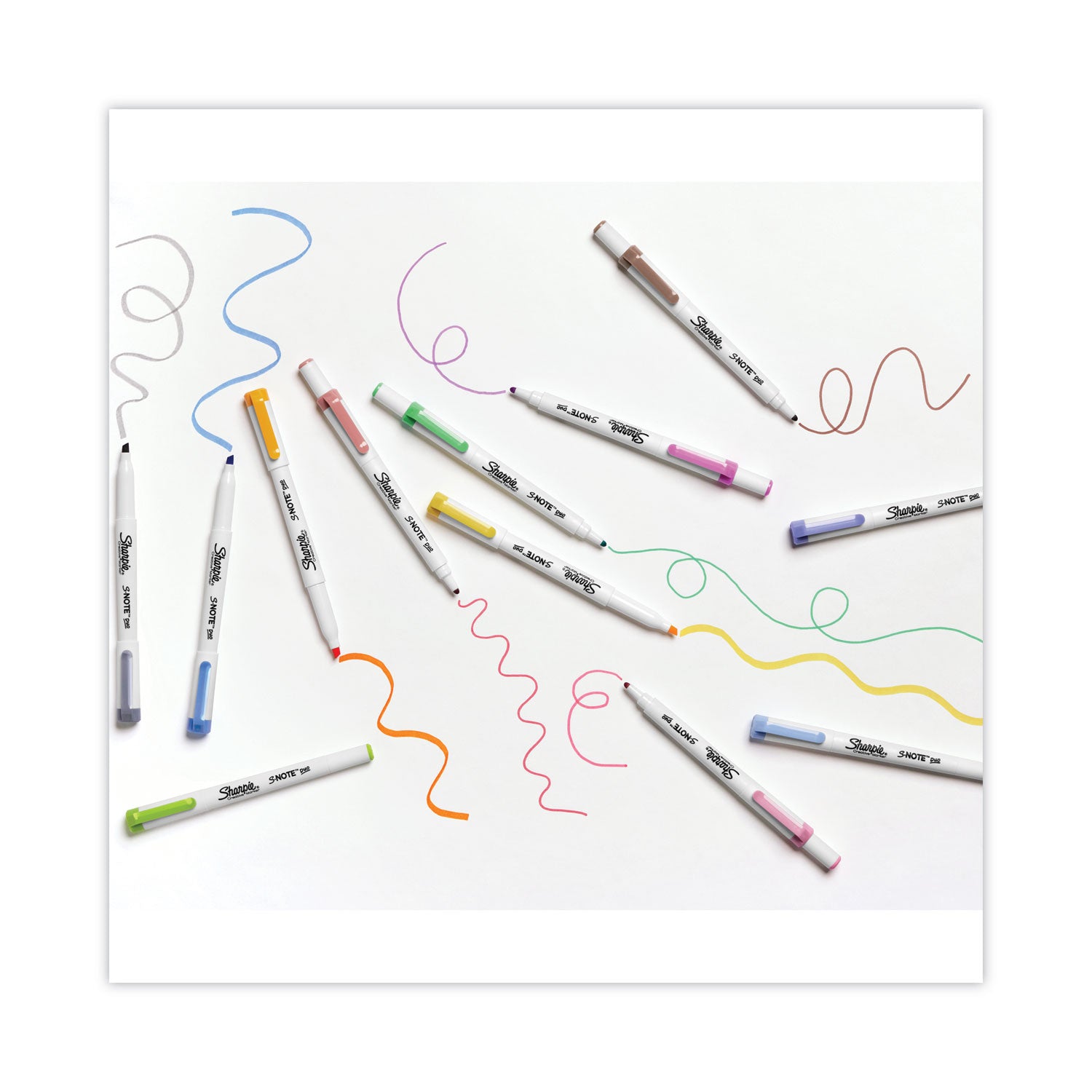 S-Note Creative Markers, Assorted Ink Colors, Bullet/Chisel Tip, White Barrel, 16/Pack