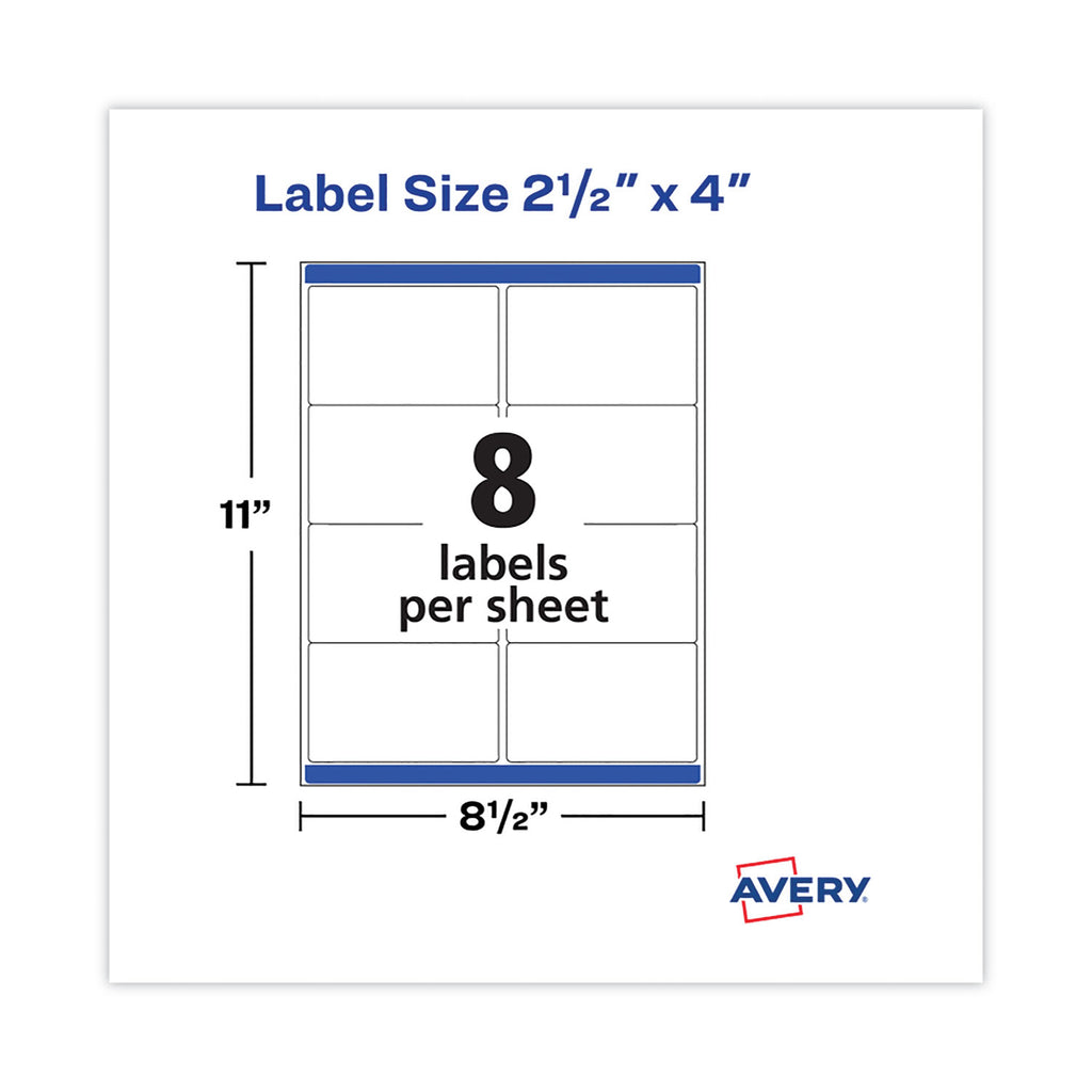 Shipping Labels with TrueBlock Technology, Laser Printers, 2.5 x 4, White, 8/Sheet, 100 Sheets/Pack