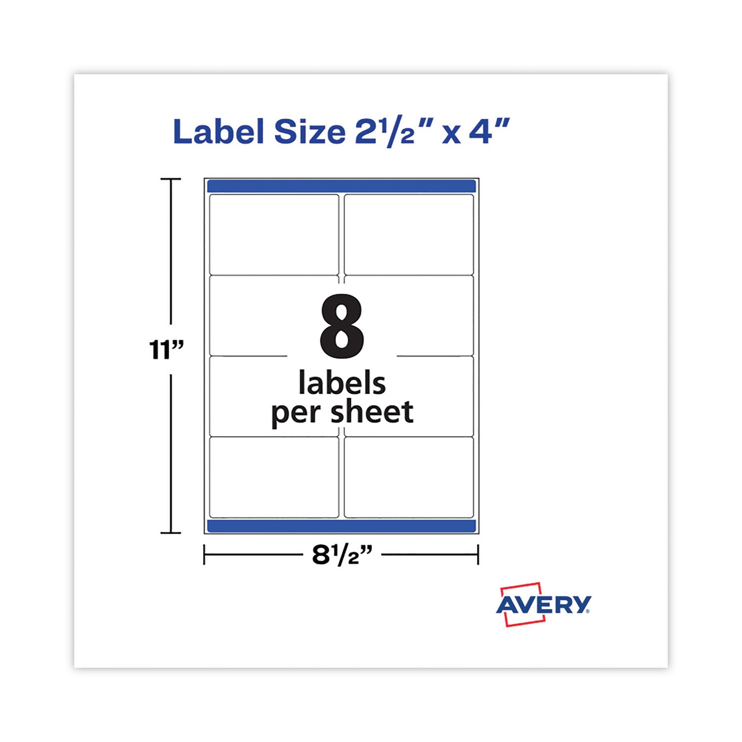 Shipping Labels with TrueBlock Technology, Laser Printers, 2.5 x 4, White, 8/Sheet, 100 Sheets/Pack