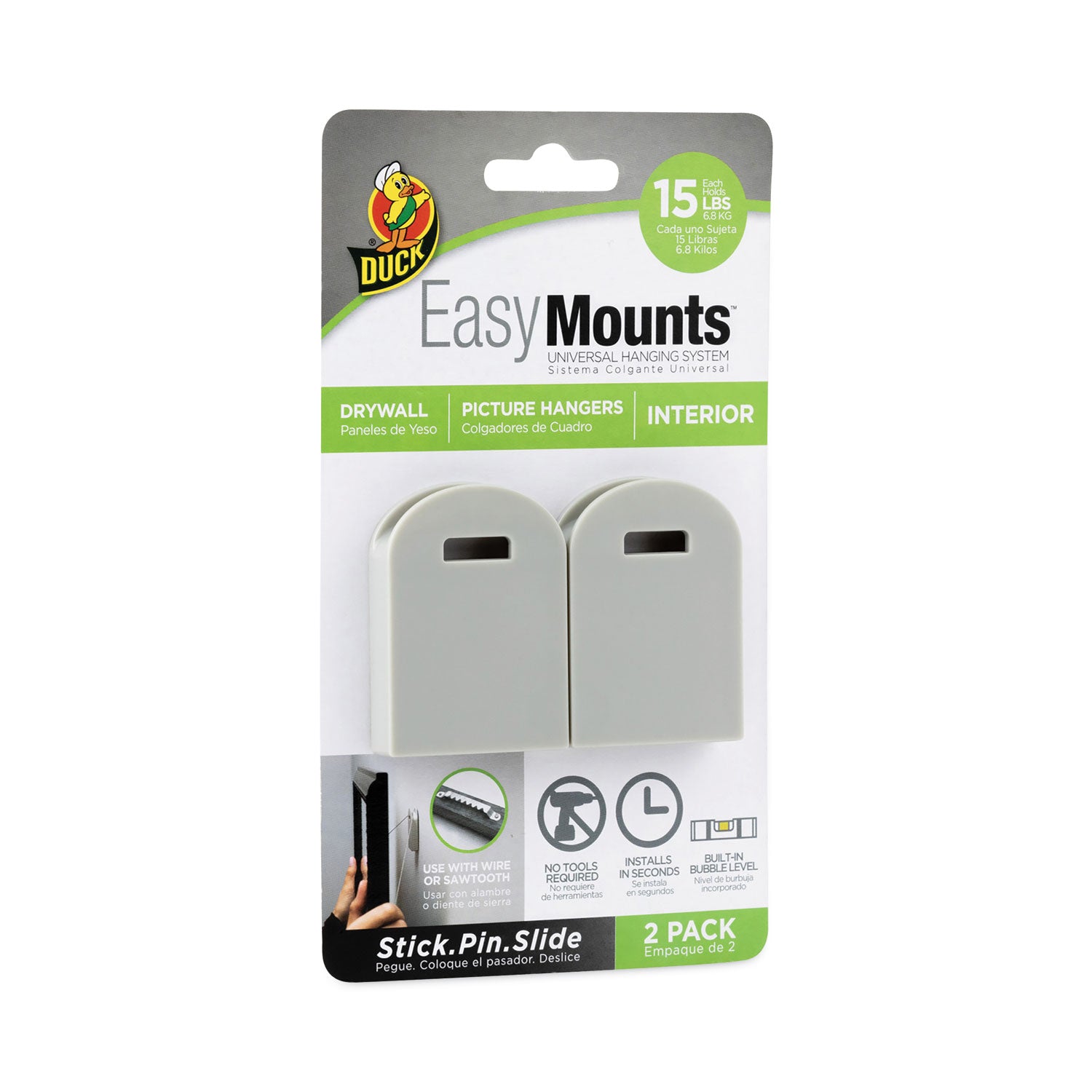 duck-easymounts-small-picture-hanger-gray-15-lb-capacity-2-hangers_duc287393 - 1