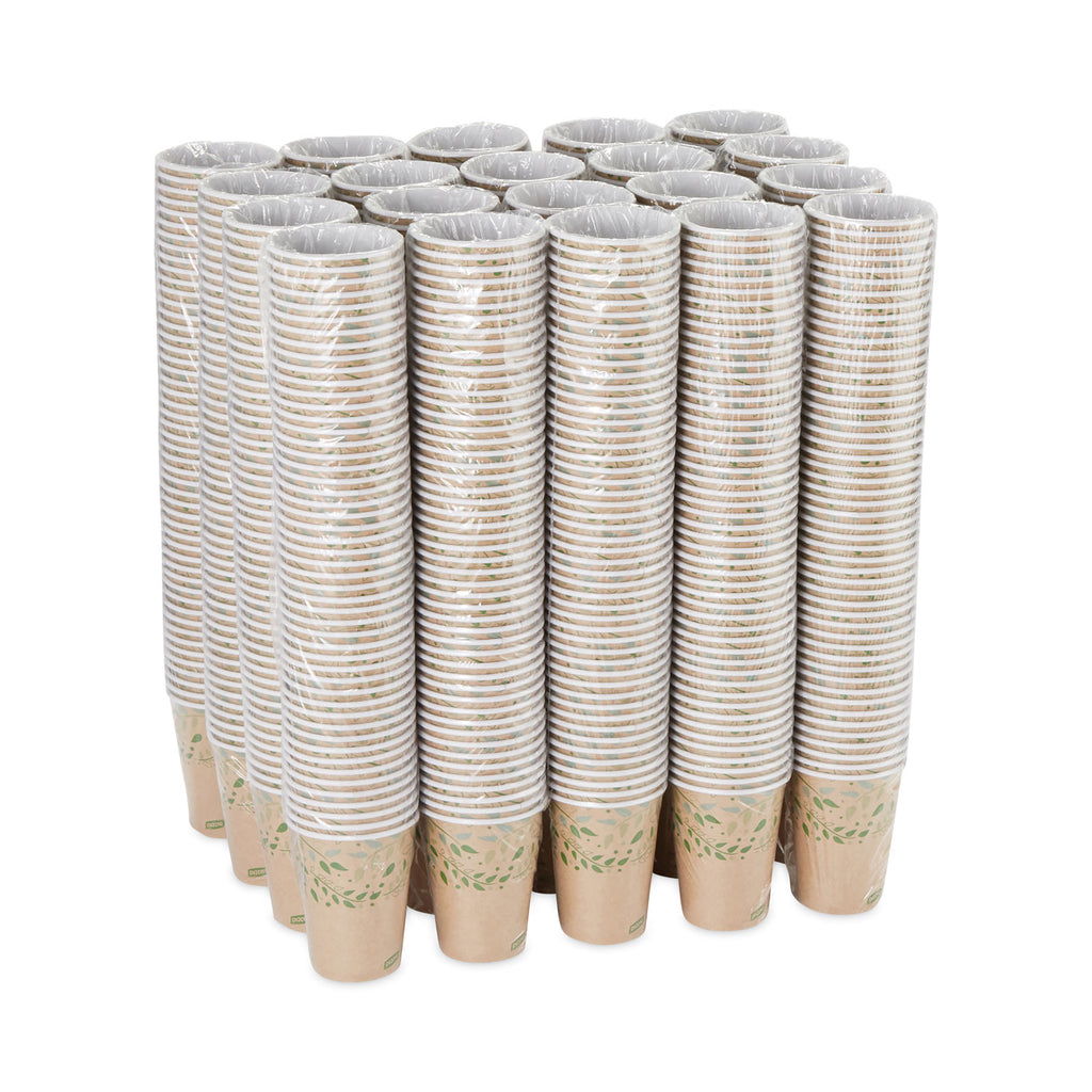 EcoSmart Recycled Fiber Hot/Cold Cups, 12 oz, Kraft/Green, 50/Sleeve, 20 Sleeves/Carton