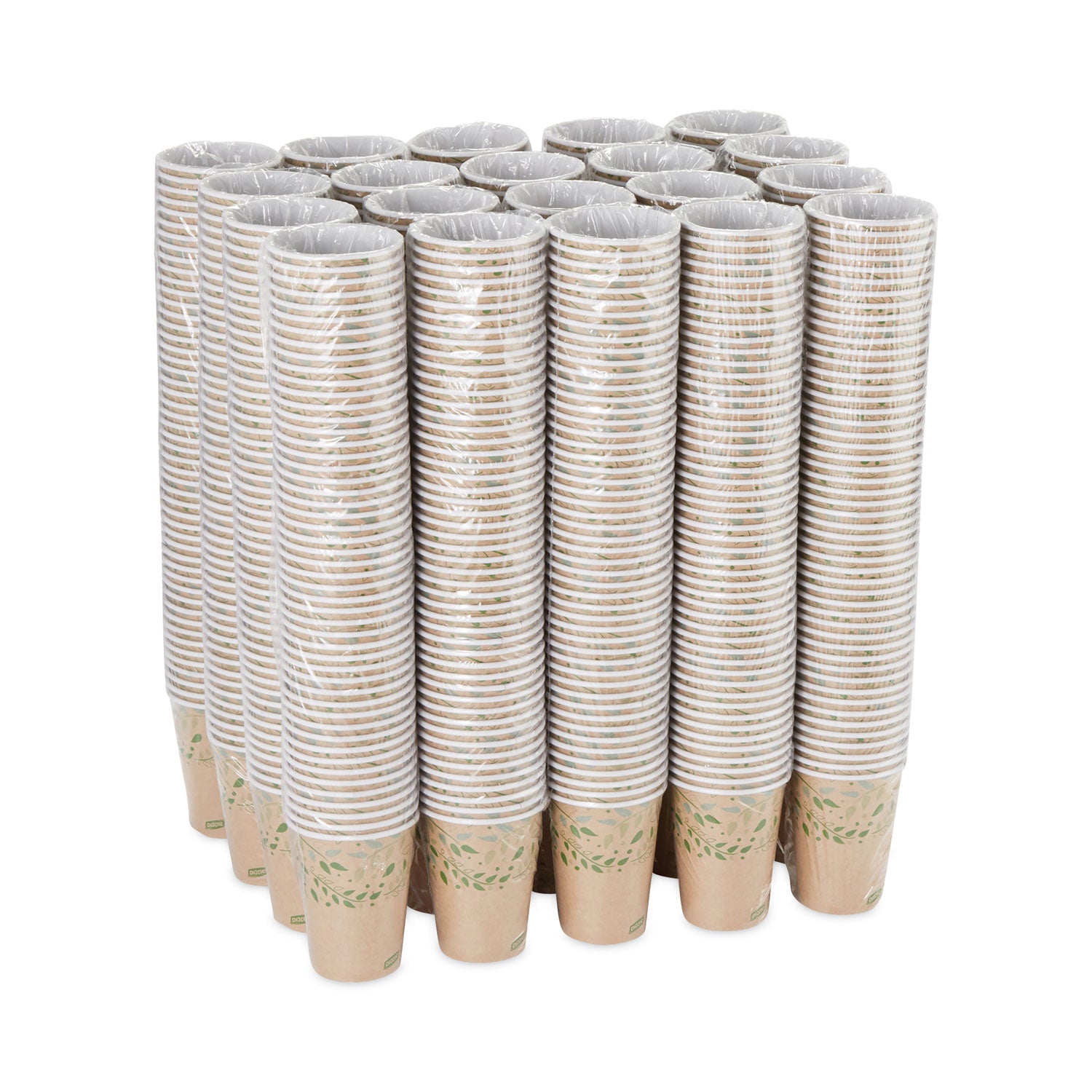 EcoSmart Recycled Fiber Hot/Cold Cups, 12 oz, Kraft/Green, 50/Sleeve, 20 Sleeves/Carton
