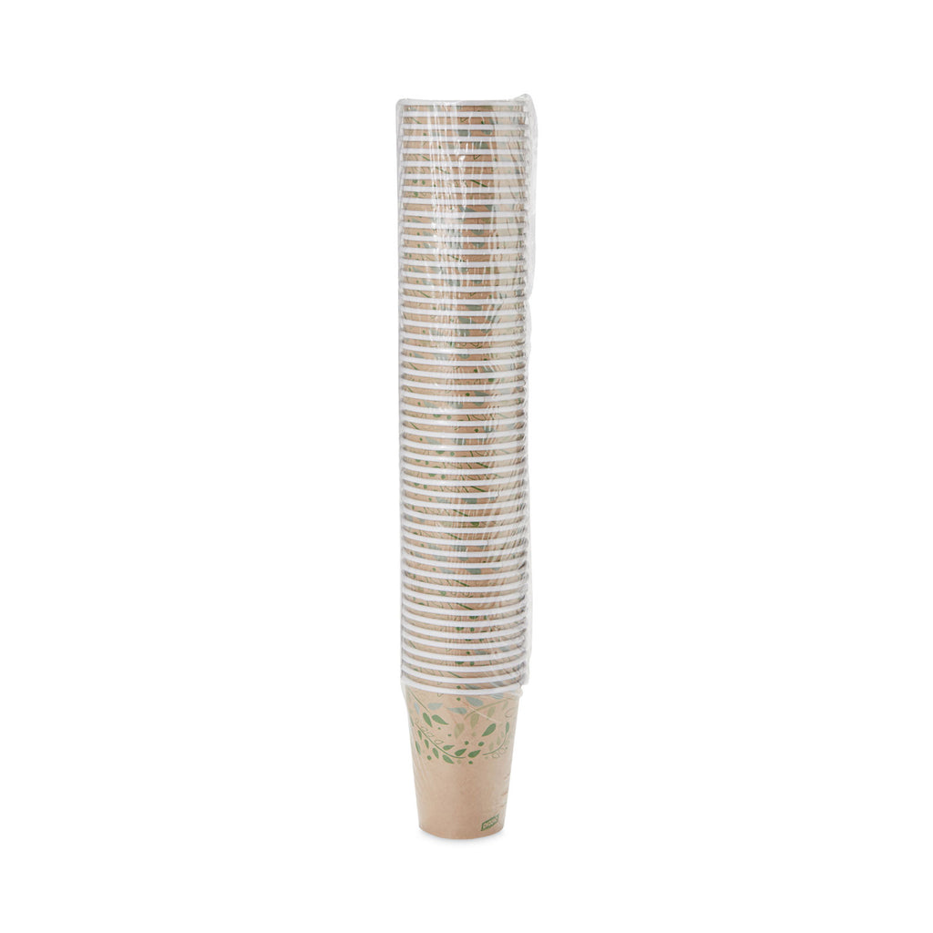 EcoSmart Recycled Fiber Hot/Cold Cups, 12 oz, Kraft/Green, 50/Sleeve, 20 Sleeves/Carton