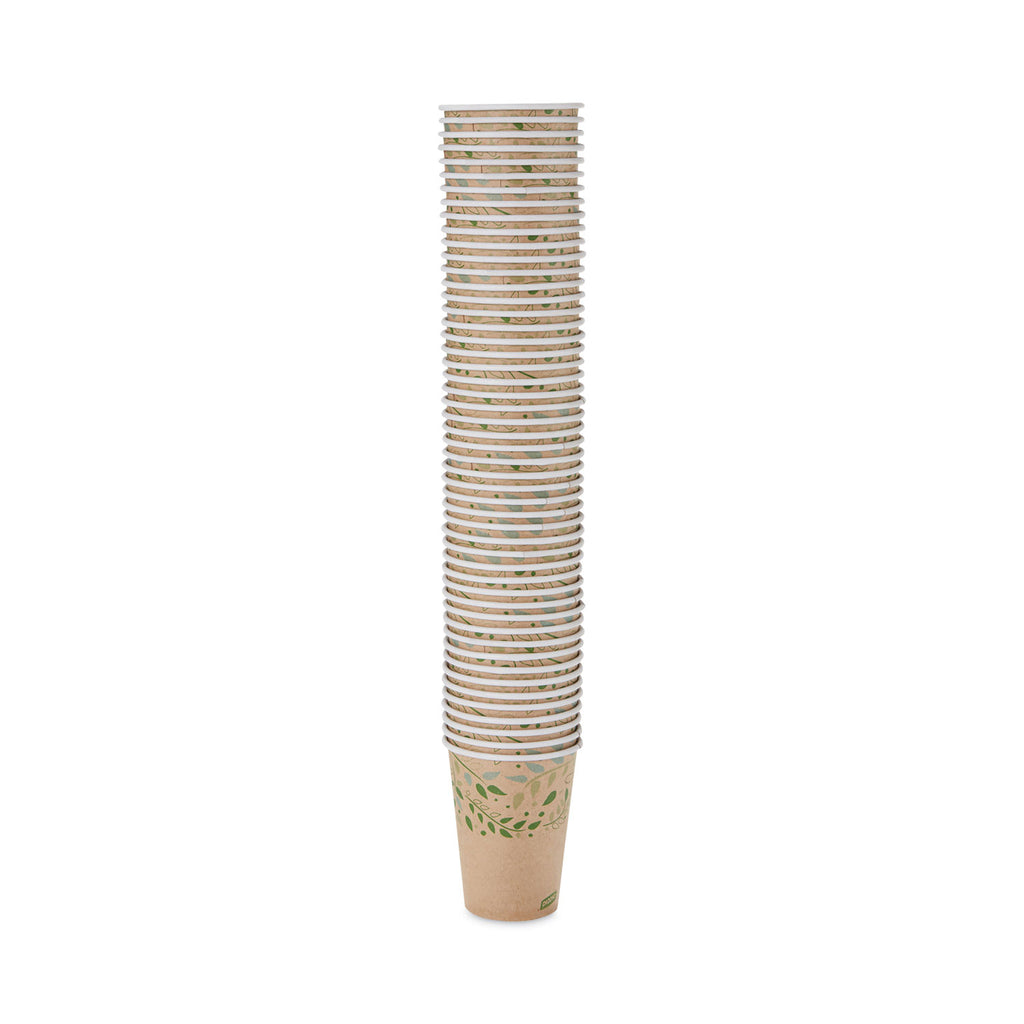 EcoSmart Recycled Fiber Hot/Cold Cups, 12 oz, Kraft/Green, 50/Sleeve, 20 Sleeves/Carton