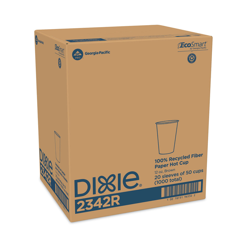 EcoSmart Recycled Fiber Hot/Cold Cups, 12 oz, Kraft/Green, 50/Sleeve, 20 Sleeves/Carton