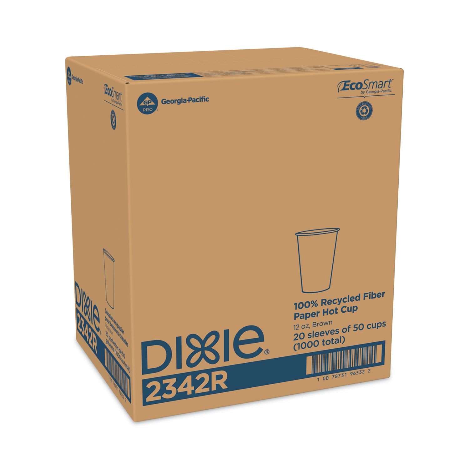 EcoSmart Recycled Fiber Hot/Cold Cups, 12 oz, Kraft/Green, 50/Sleeve, 20 Sleeves/Carton