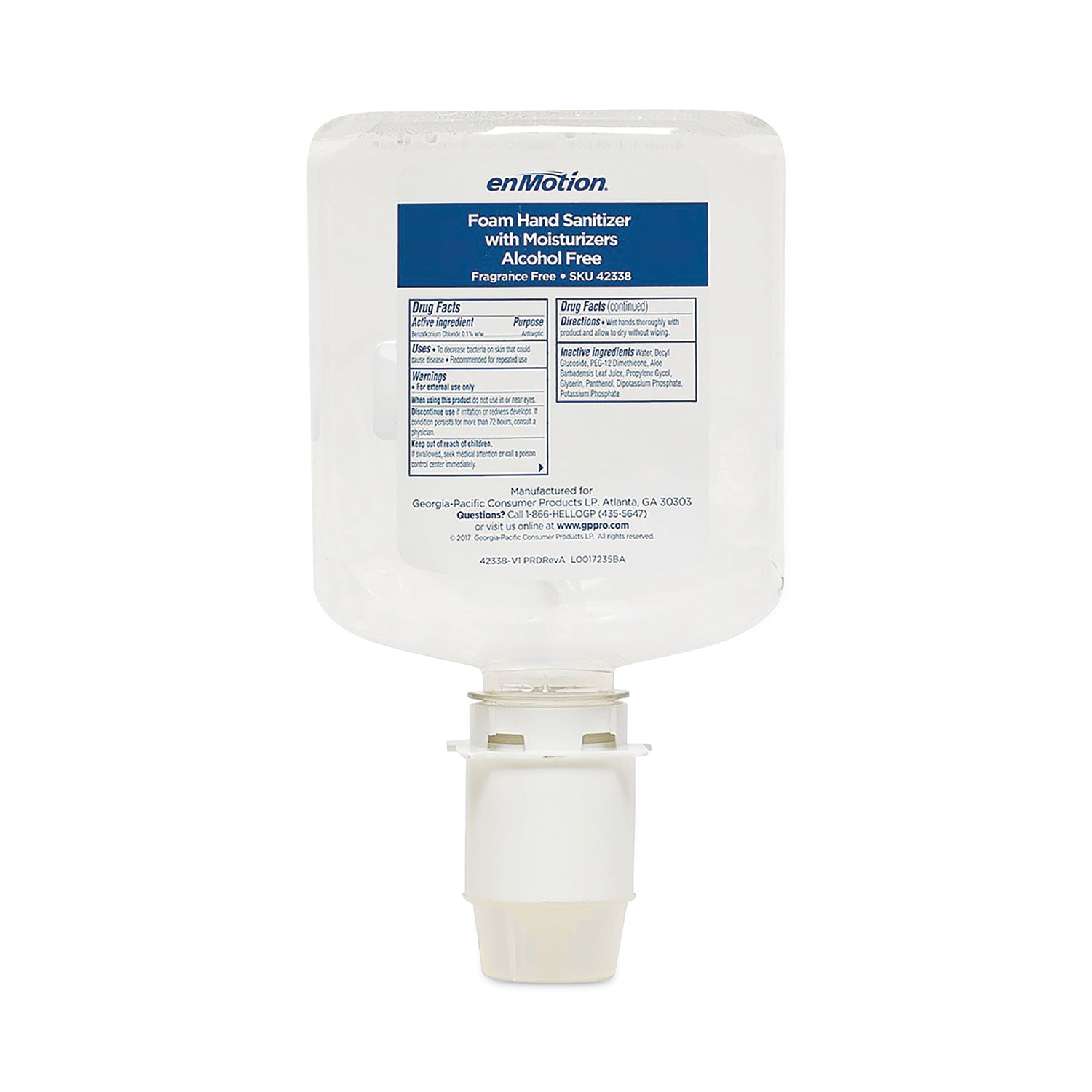 enMotion Gen2 Moisturizing Foam Hand Sanitizer Dispenser Refill, 1,000 mL Bottle, Fragrance-Free, 2/Carton