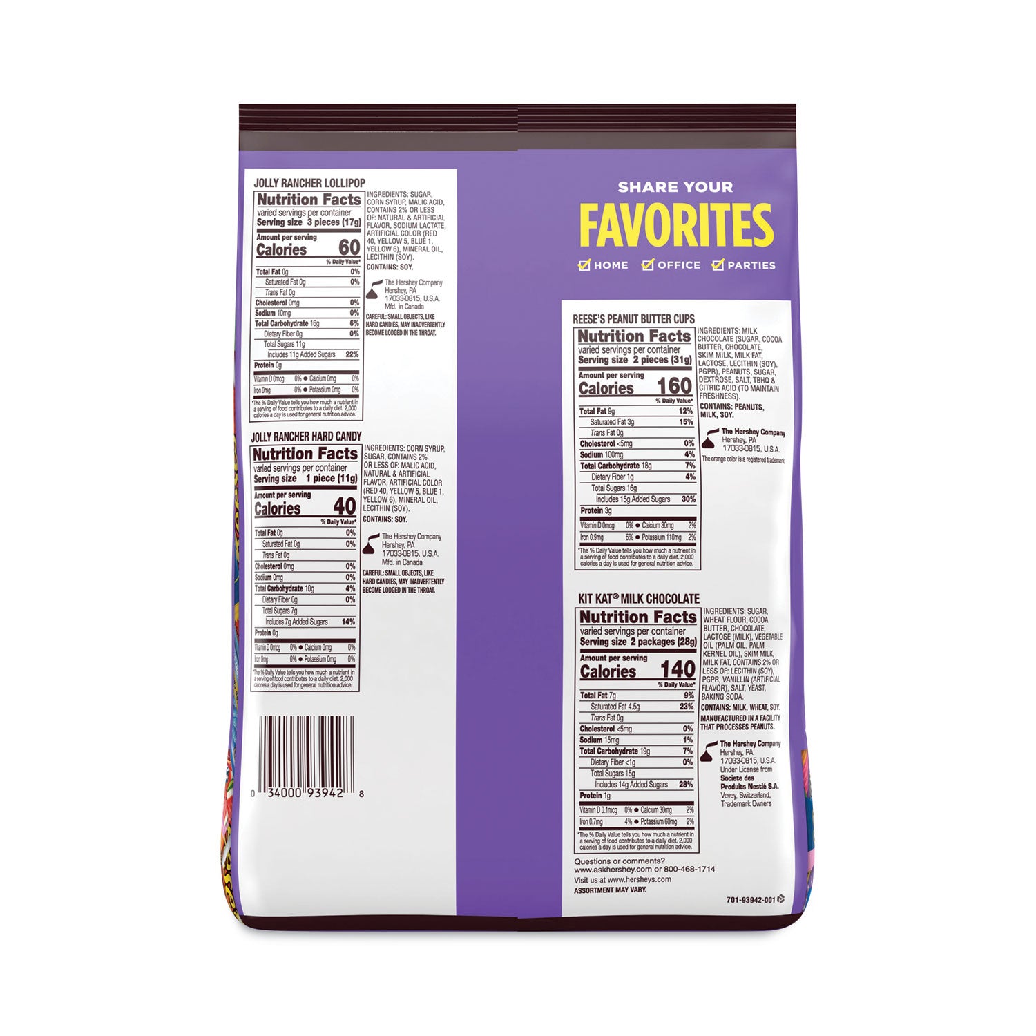 Snack-Size Sweets and Chocolate Assortment Party Pack, 34.19 oz Bag