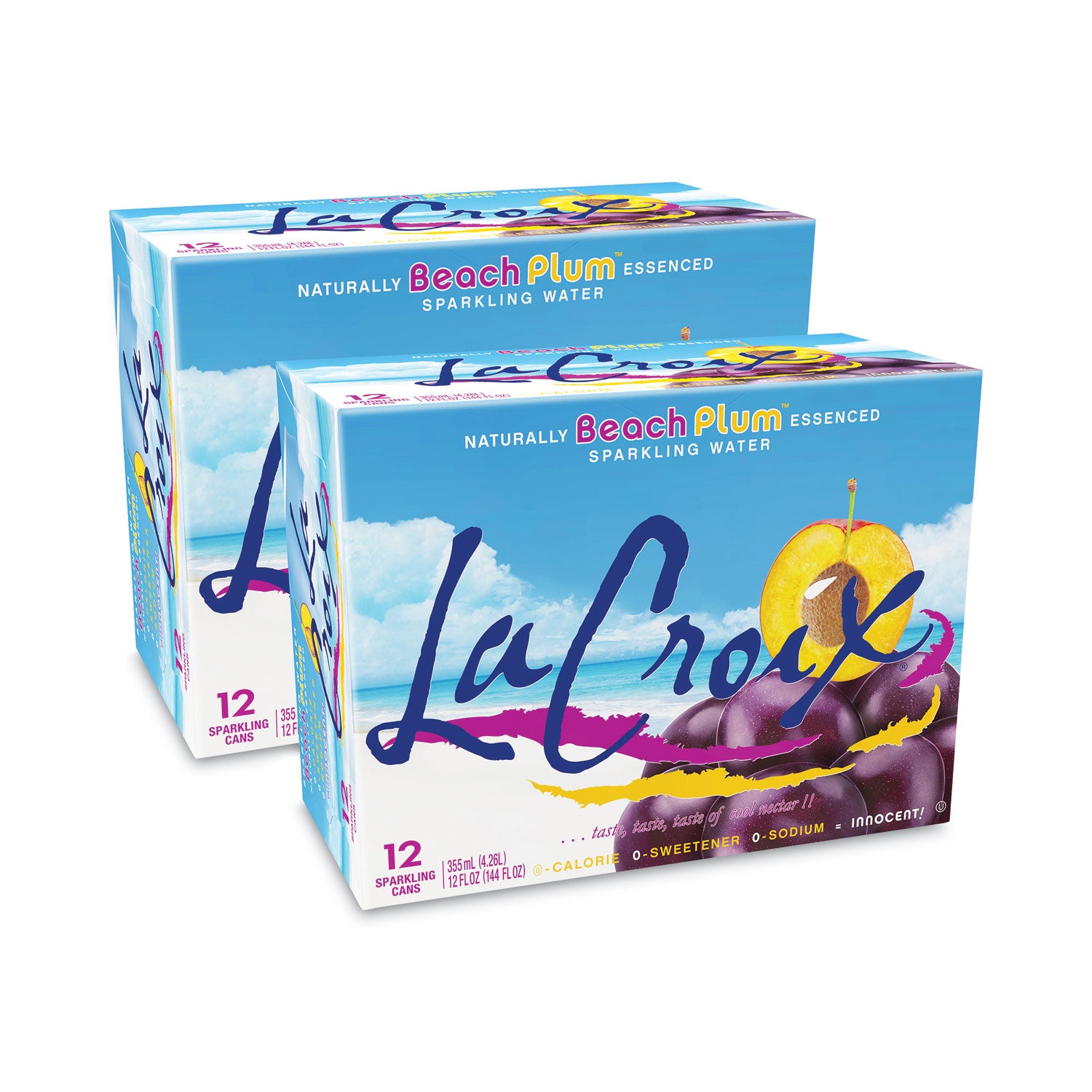 Sparkling Water, Beach Plum, 12 oz Can, 12 Cans/Pack, 2 Packs/Carton