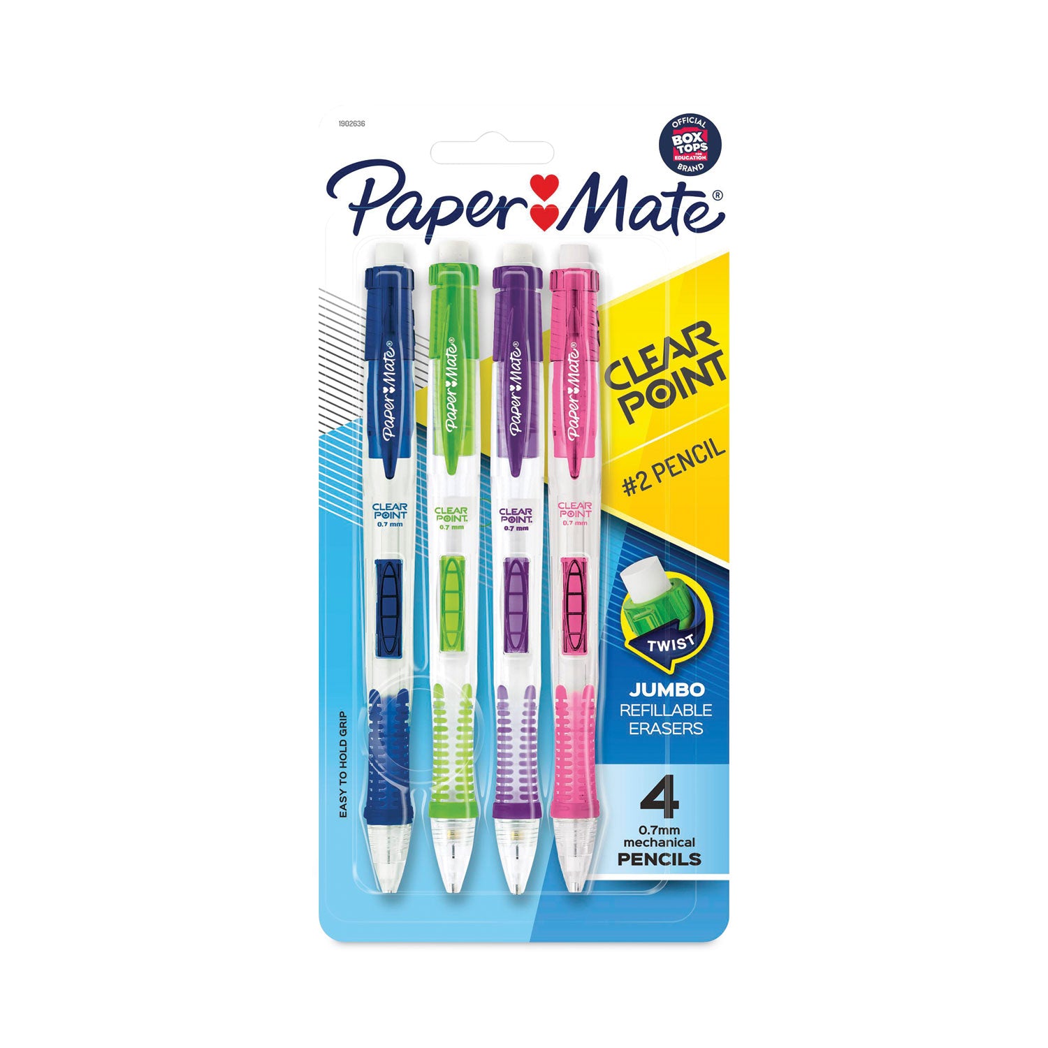 clear-point-mechanical-pencil-07-mm-hb-#2-black-lead-assorted-barrel-colors-4-pack_pap2087147 - 1