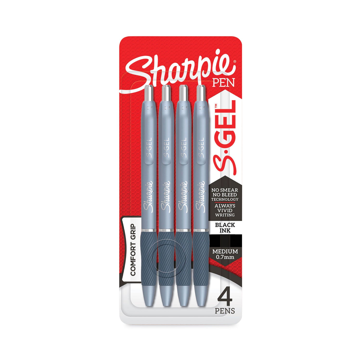 s-gel-fashion-barrel-gel-pen-retractable-medium-07-mm-black-ink-frost-blue-barrel-4-pack_san2126213 - 2