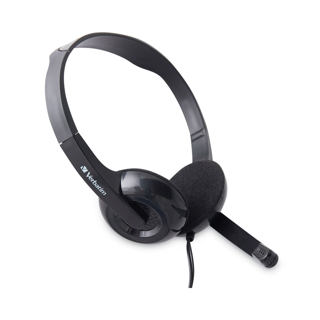 Verbatim Stereo Headset with Microphone - Stereo - Mini-phone (3.5mm) - Wired - 32 Ohm - 20 Hz - 20 kHz - Over-the-head - Binaural - Circumaural - 5.74 ft Cable - Omni-directional Microphone