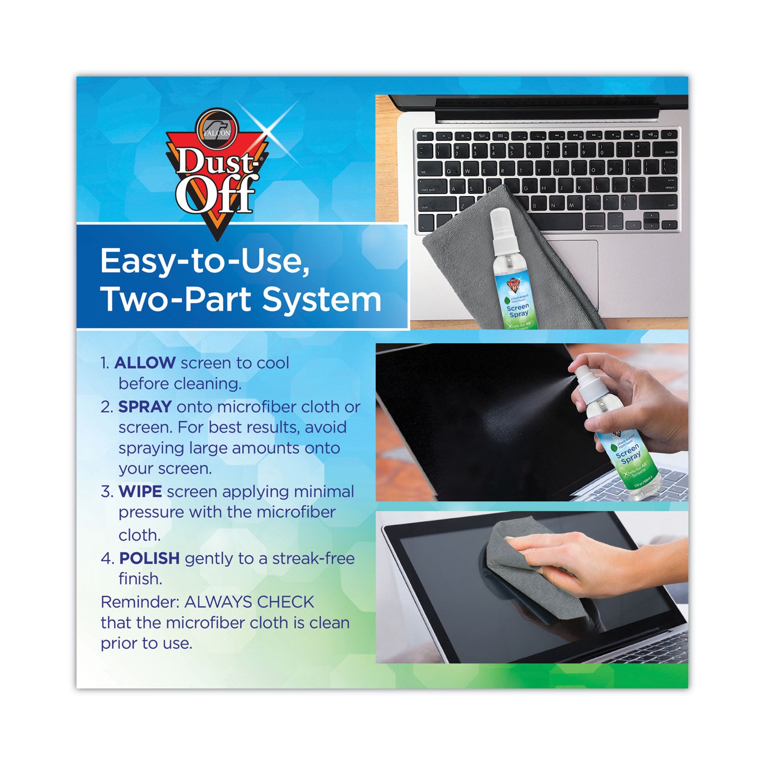 Laptop Computer Cleaning Kit, 50 mL Spray/Microfiber Cloth - 