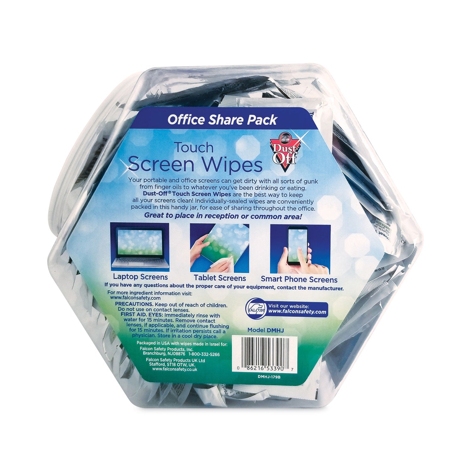 Touch Screen Wipes, 5 x 6, Citrus, 200 Individual Foil Packets in an Easy Grab Jar - 