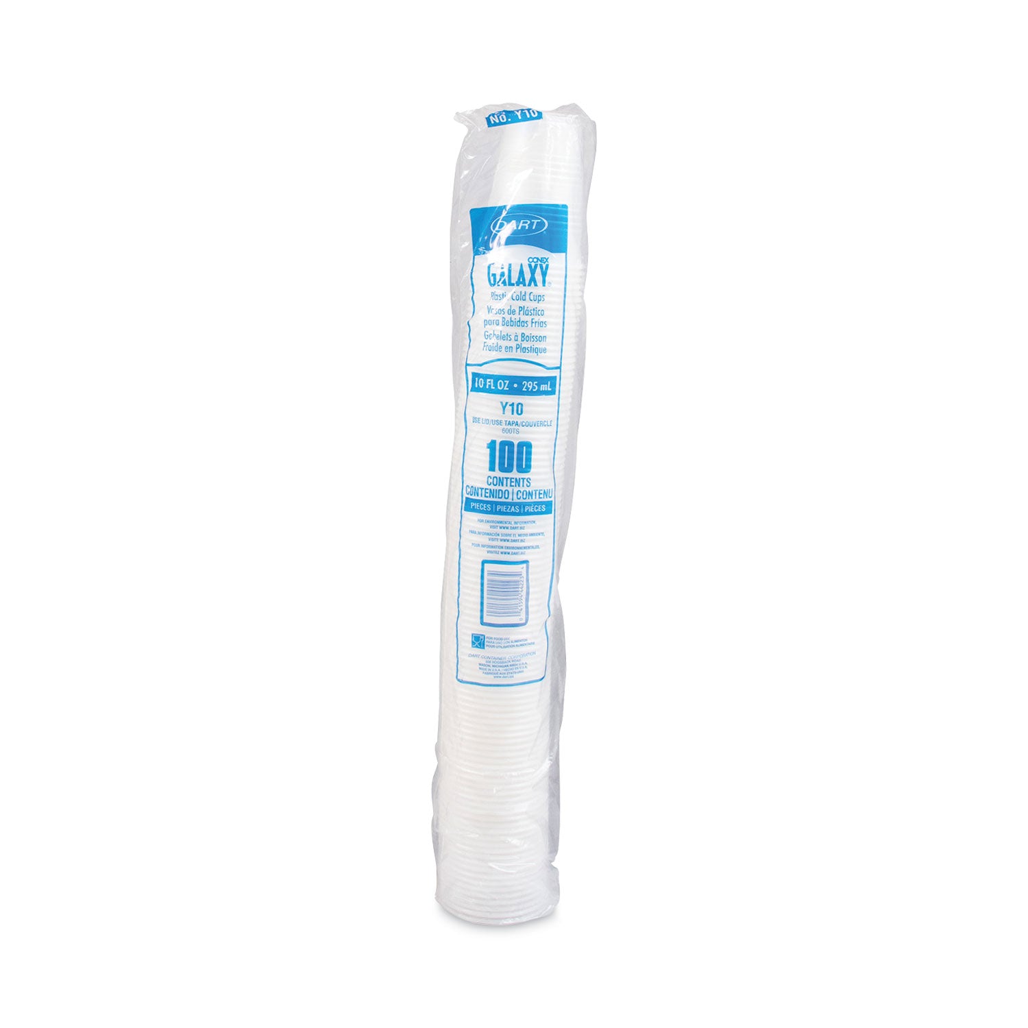 High-Impact Polystyrene Cold Cups, 10 oz, Translucent, 100 Cups/Sleeve, 25 Sleeves/Carton