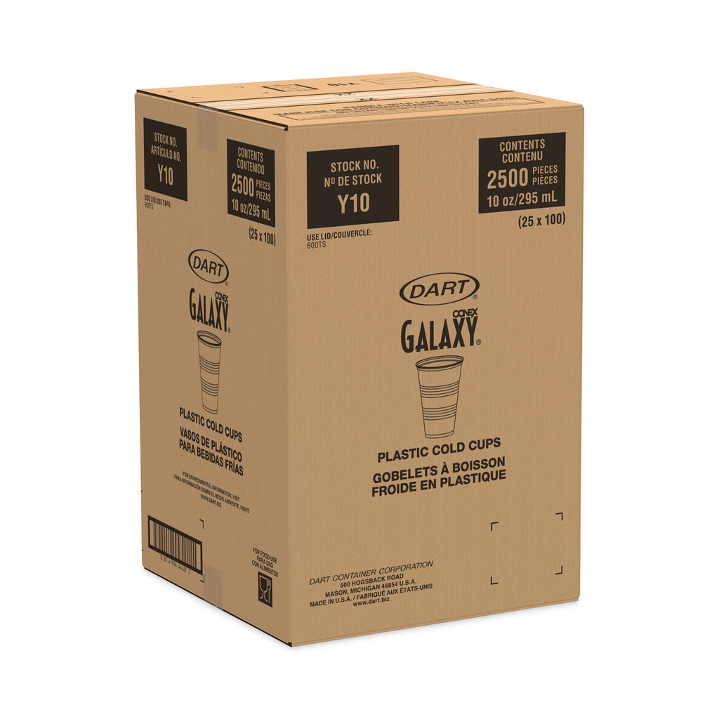 High-Impact Polystyrene Cold Cups, 10 oz, Translucent, 100 Cups/Sleeve, 25 Sleeves/Carton