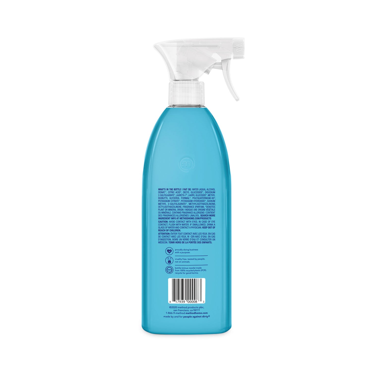 Method Daily Shower Spray Cleaner - 28 fl oz (0.9 quart) - Eucalyptus Mint Scent - 8 / Carton - Pleasant Scent, Non-toxic, Disinfectant - Blue - 2
