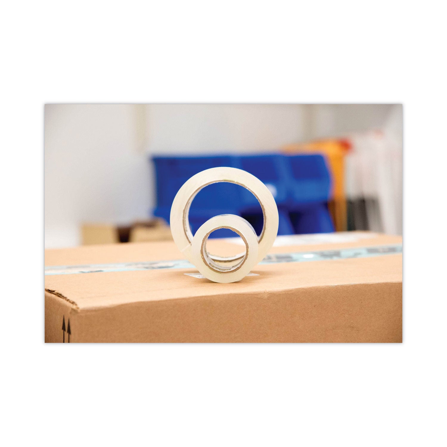 Reinforced Strength Shipping and Strapping Tape in Dispenser, 1.5" Core, 1.88" x 10 yds, Clear - 