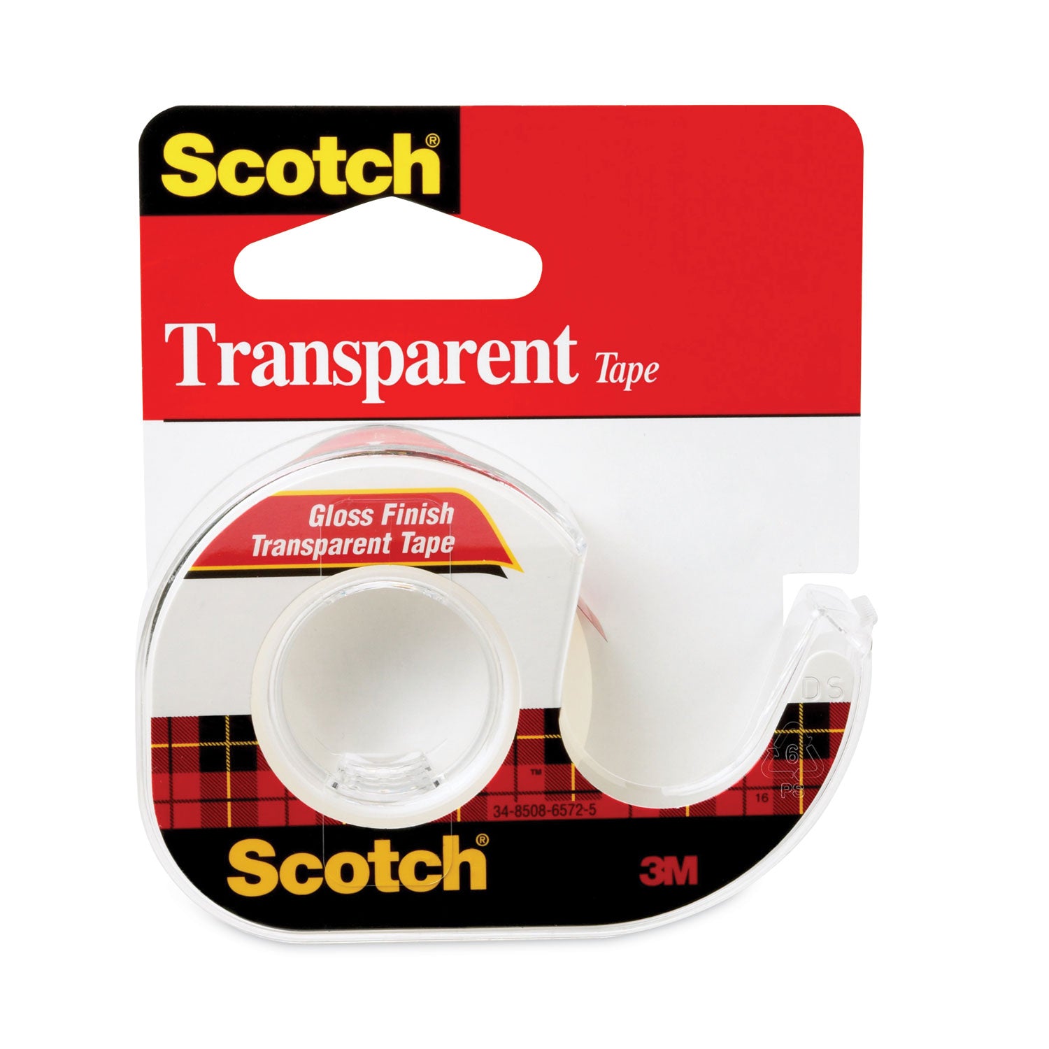 Transparent Tape In Handheld Dispenser, 1" Core, 0.5" x 37.5 ft, Transparent - 