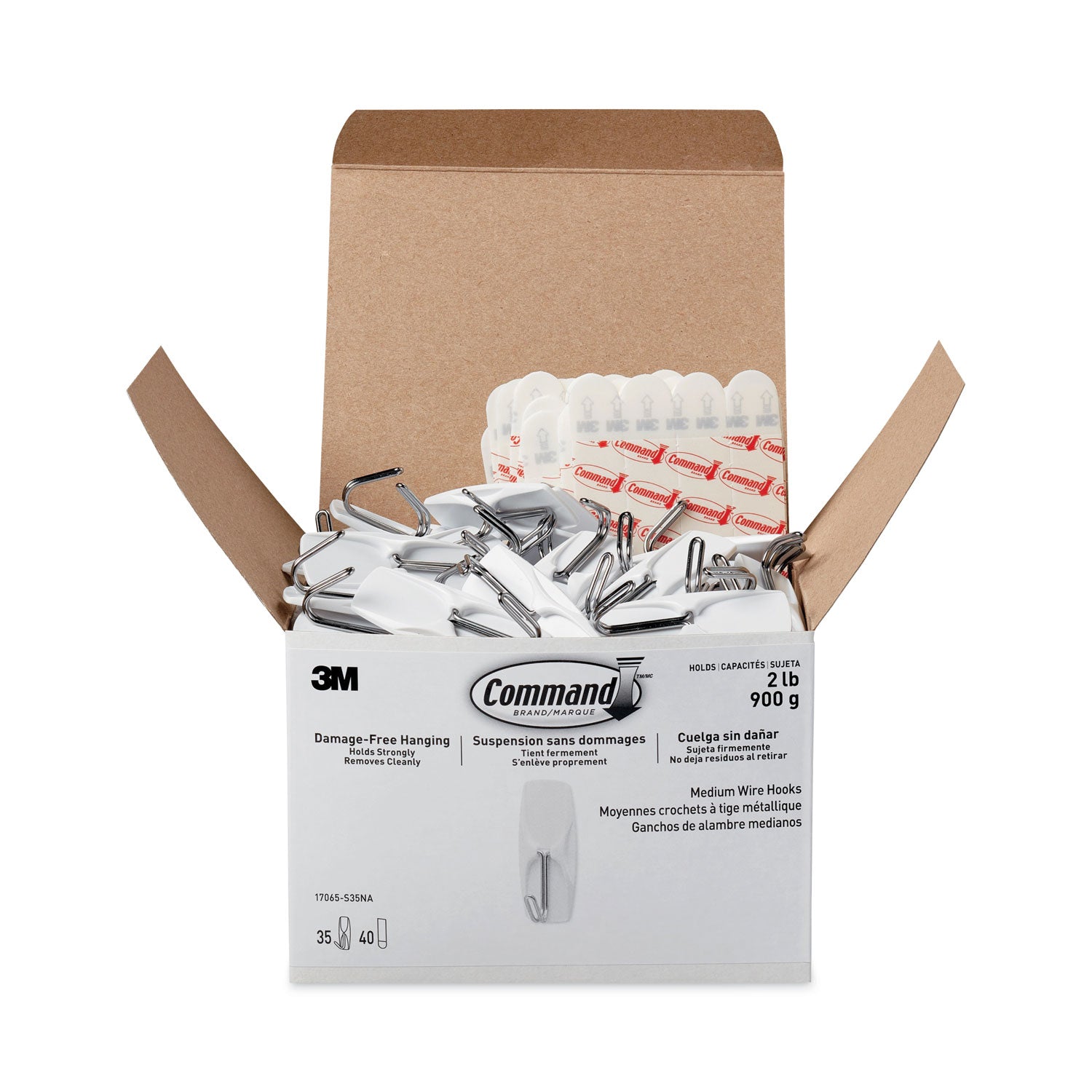 general-purpose-hooks-medium-metal-white-2-lb-capacity-35-hooks-and-40-strips-pack_mmm17065s35na - 1