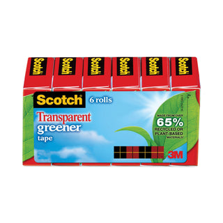Transparent Greener Tape, 1" Core, 0.75" x 75 ft, Transparent, 6/Pack - 