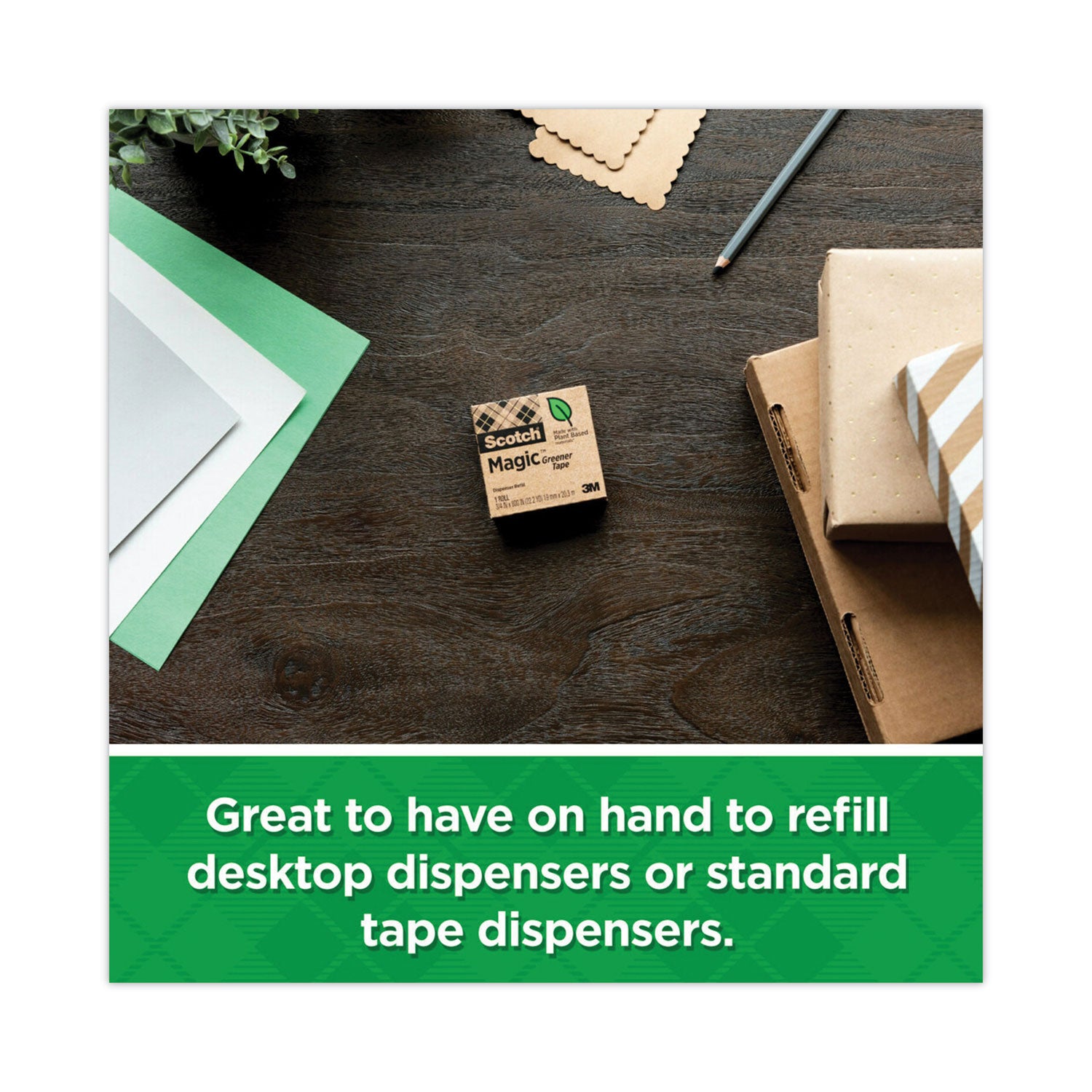 Magic Greener Tape with C38 Dispenser, 1" Core, 0.75" x 75 ft, Clear, 6/Pack